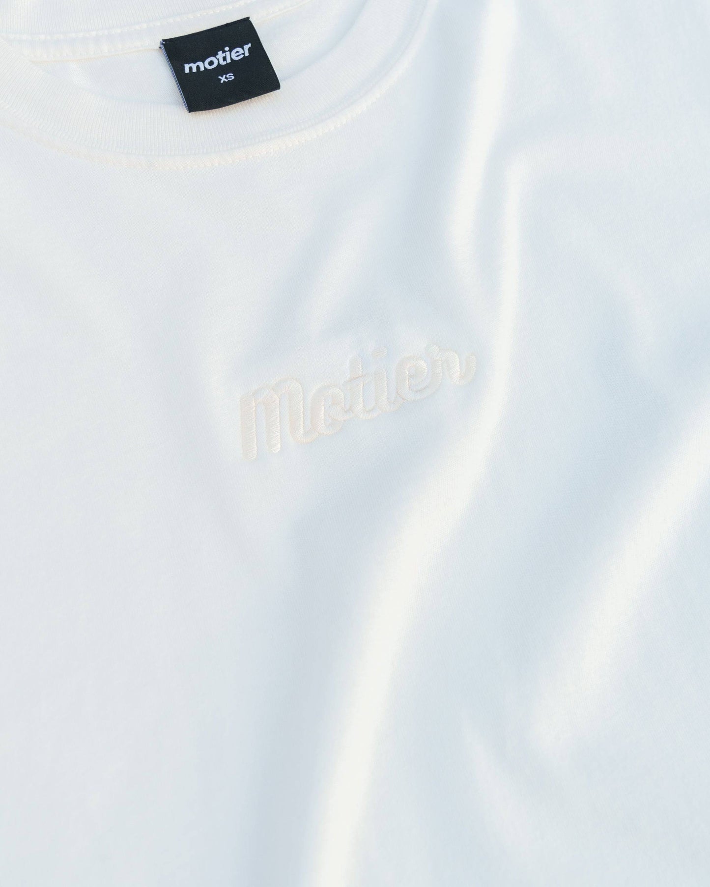 The Pin Script Embroidery Luxe Tee (Snow White) - Motier Lafayette 