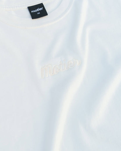 The Pin Script Embroidery Luxe Tee (Snow White) - Motier Lafayette 