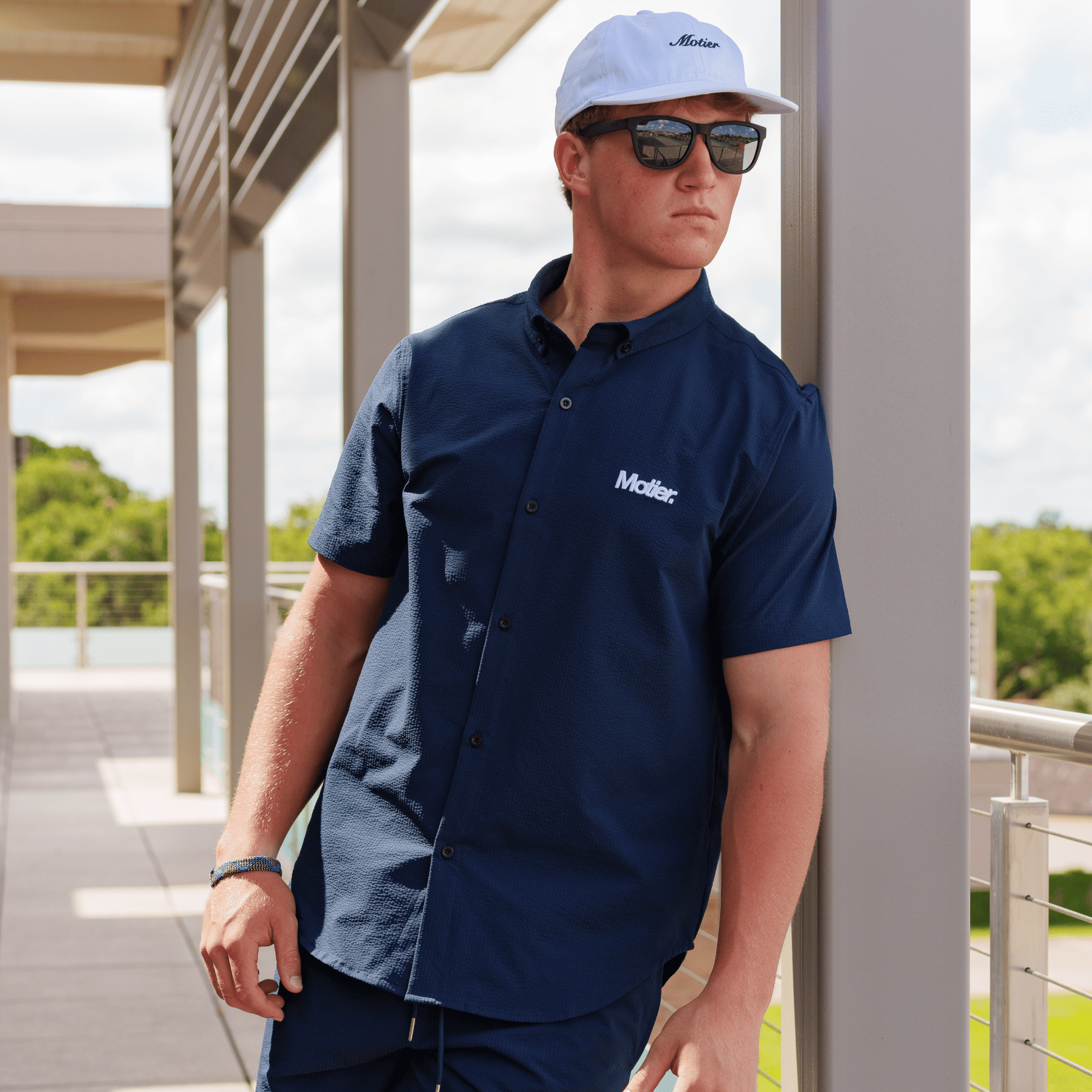 The Winston Seersucker Button Down (Navy) - Motier Lafayette 