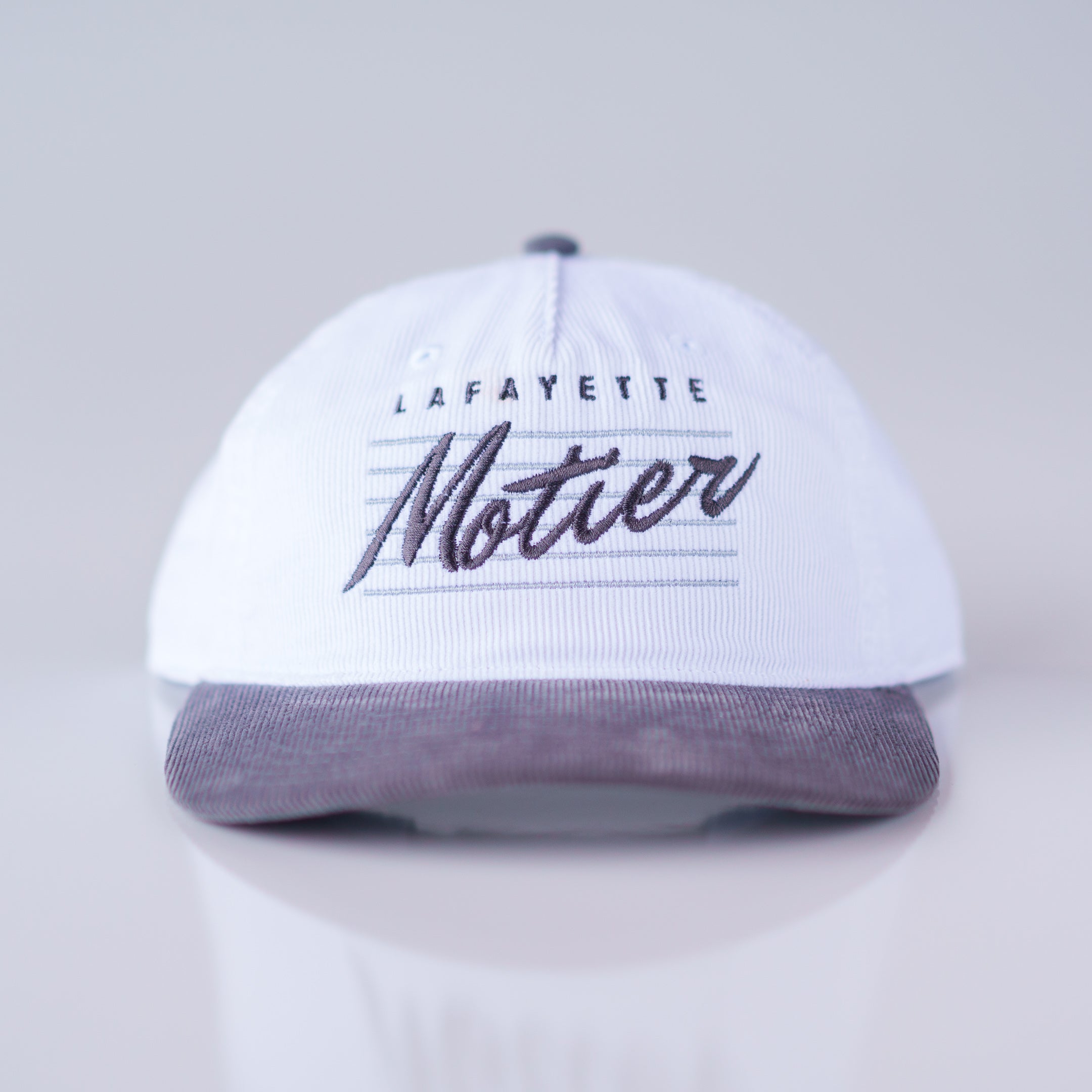 Retro Lafayette Corduroy Snapback (White/Charcoal)