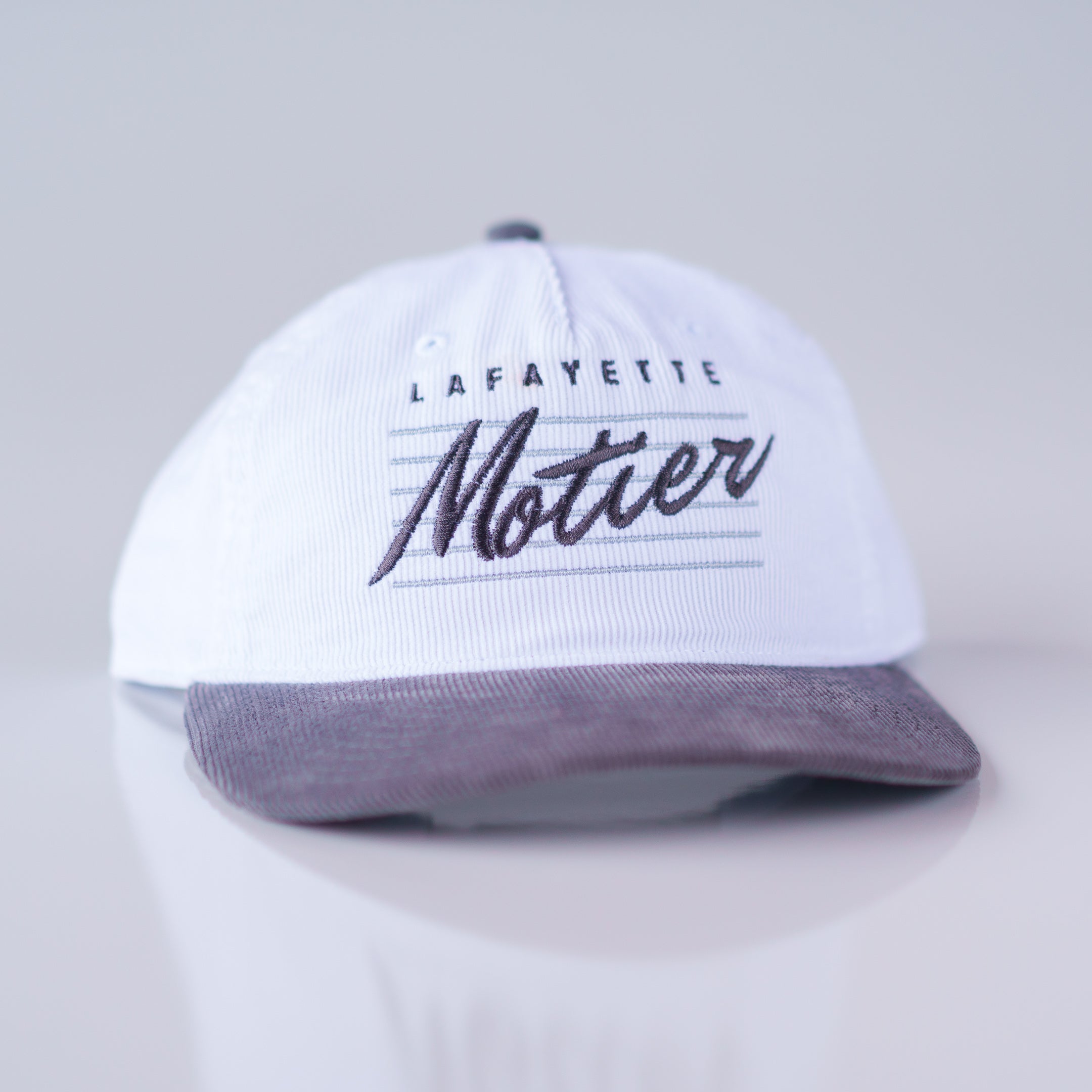 Retro Lafayette Corduroy Snapback (White/Charcoal)