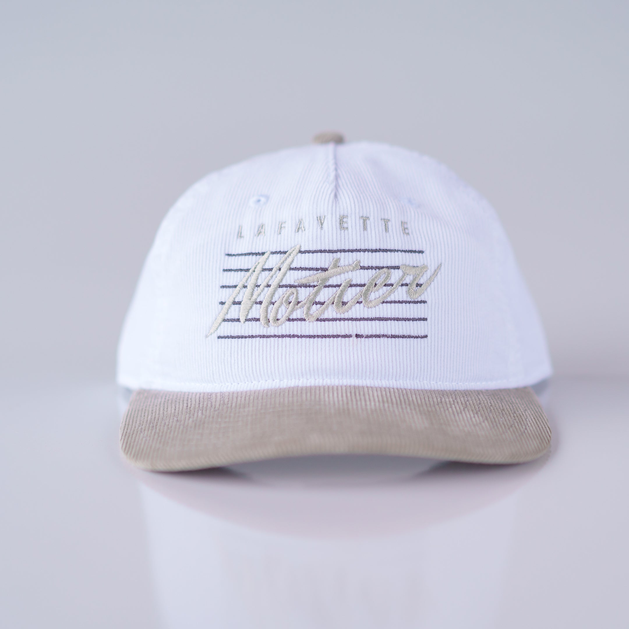Retro Lafayette Corduroy Snapback (White/Greige)