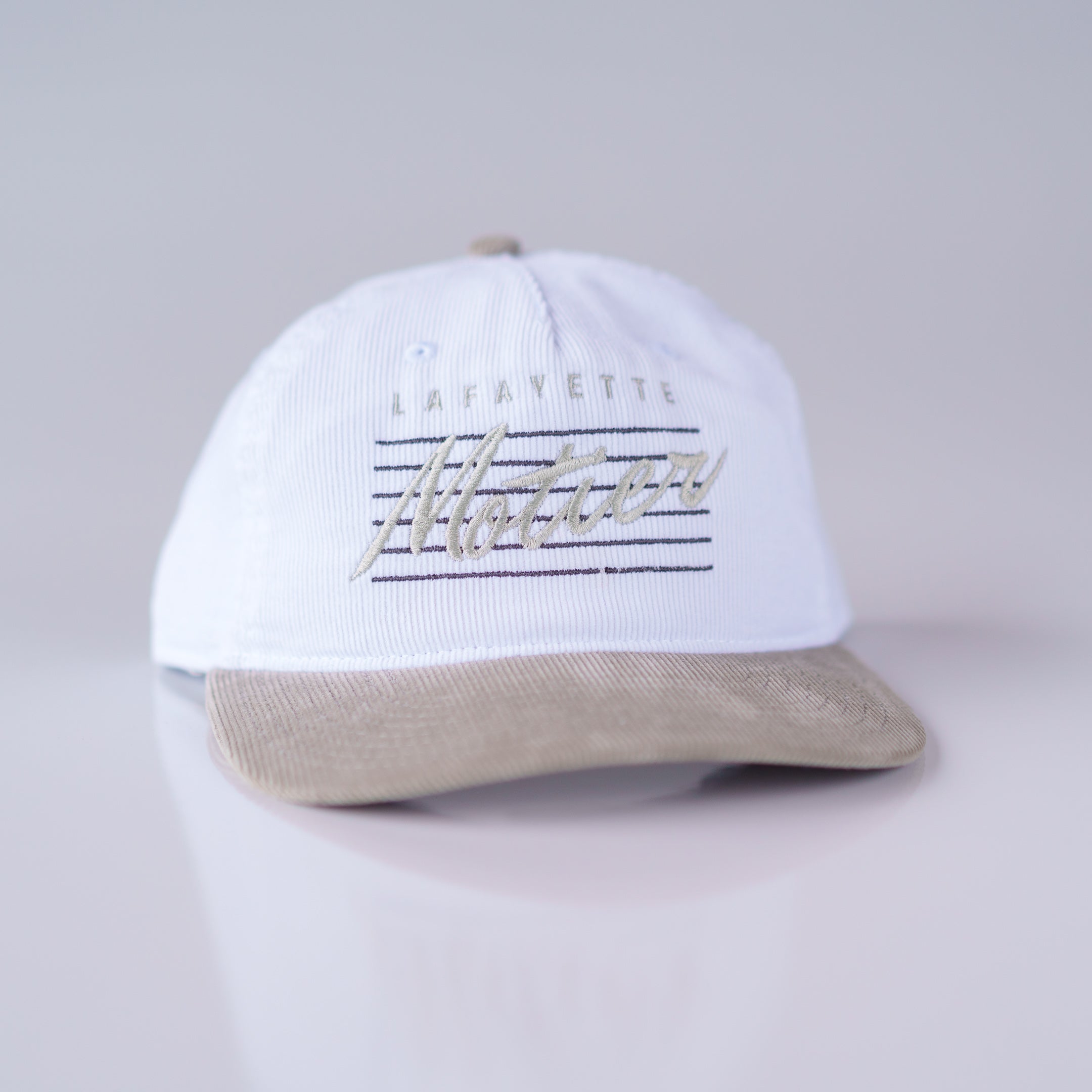 Retro Lafayette Corduroy Snapback (White/Greige)