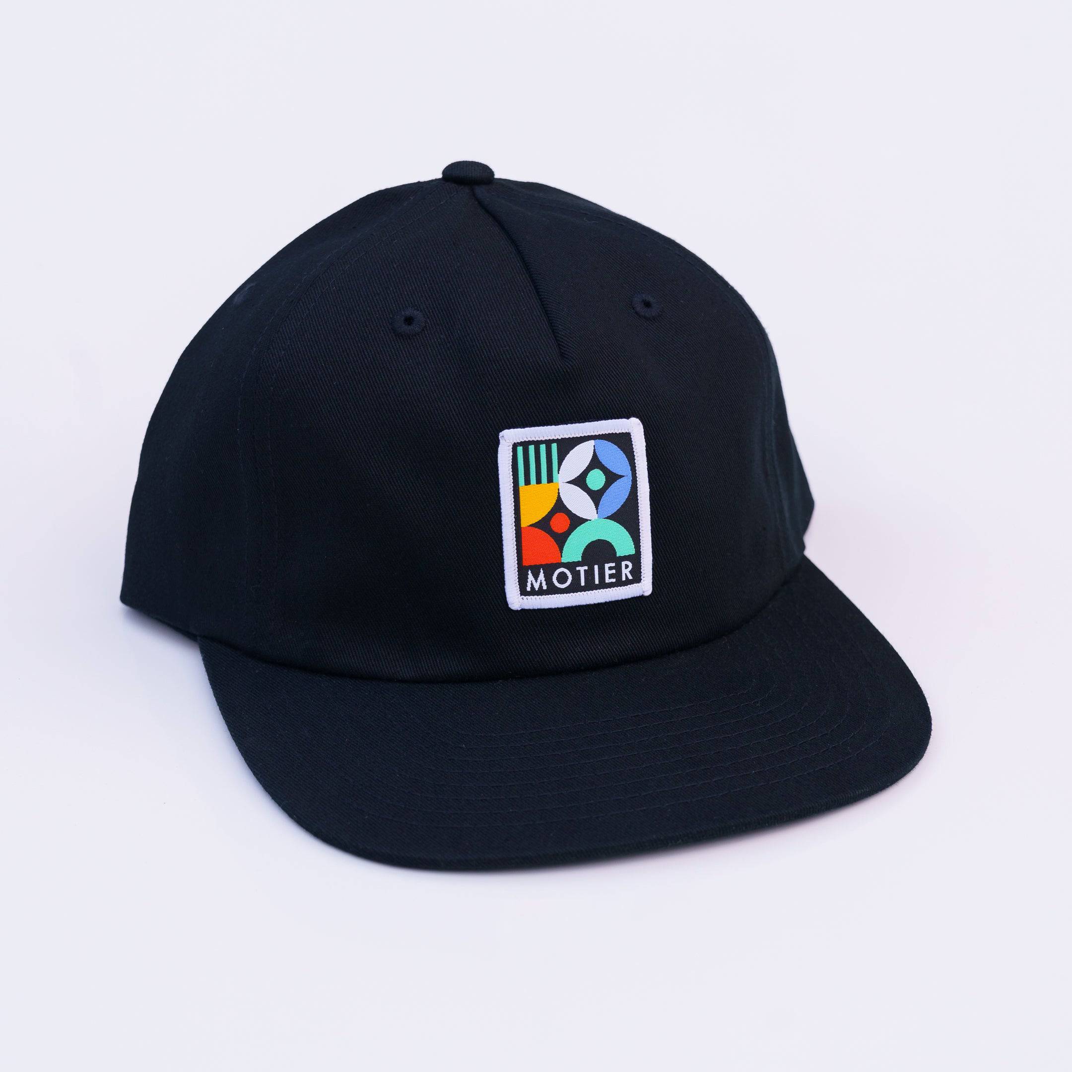 Mosaic Patch Leather Strapback (Black) - Motier Lafayette 