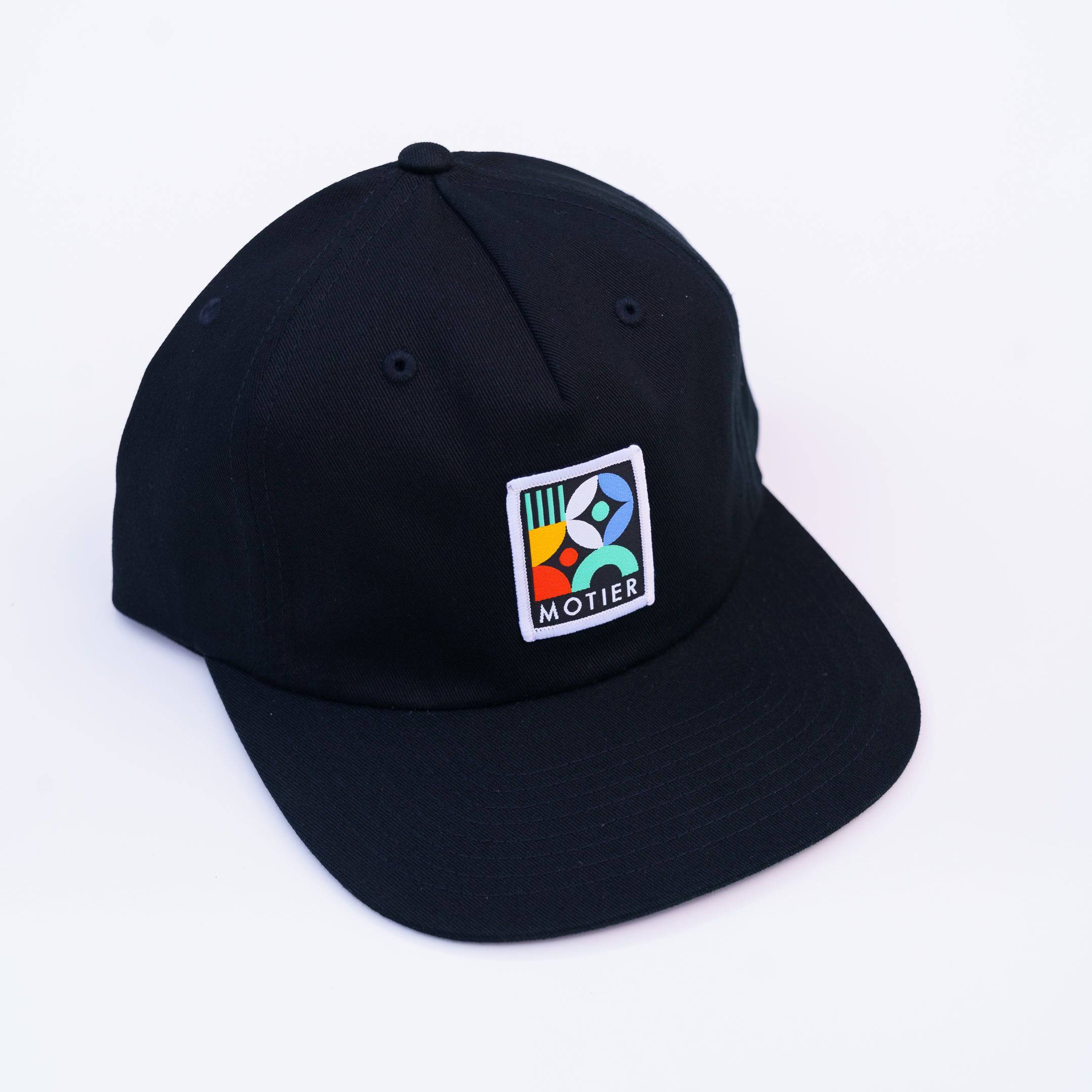 Mosaic Patch Leather Strapback (Black) - Motier Lafayette 