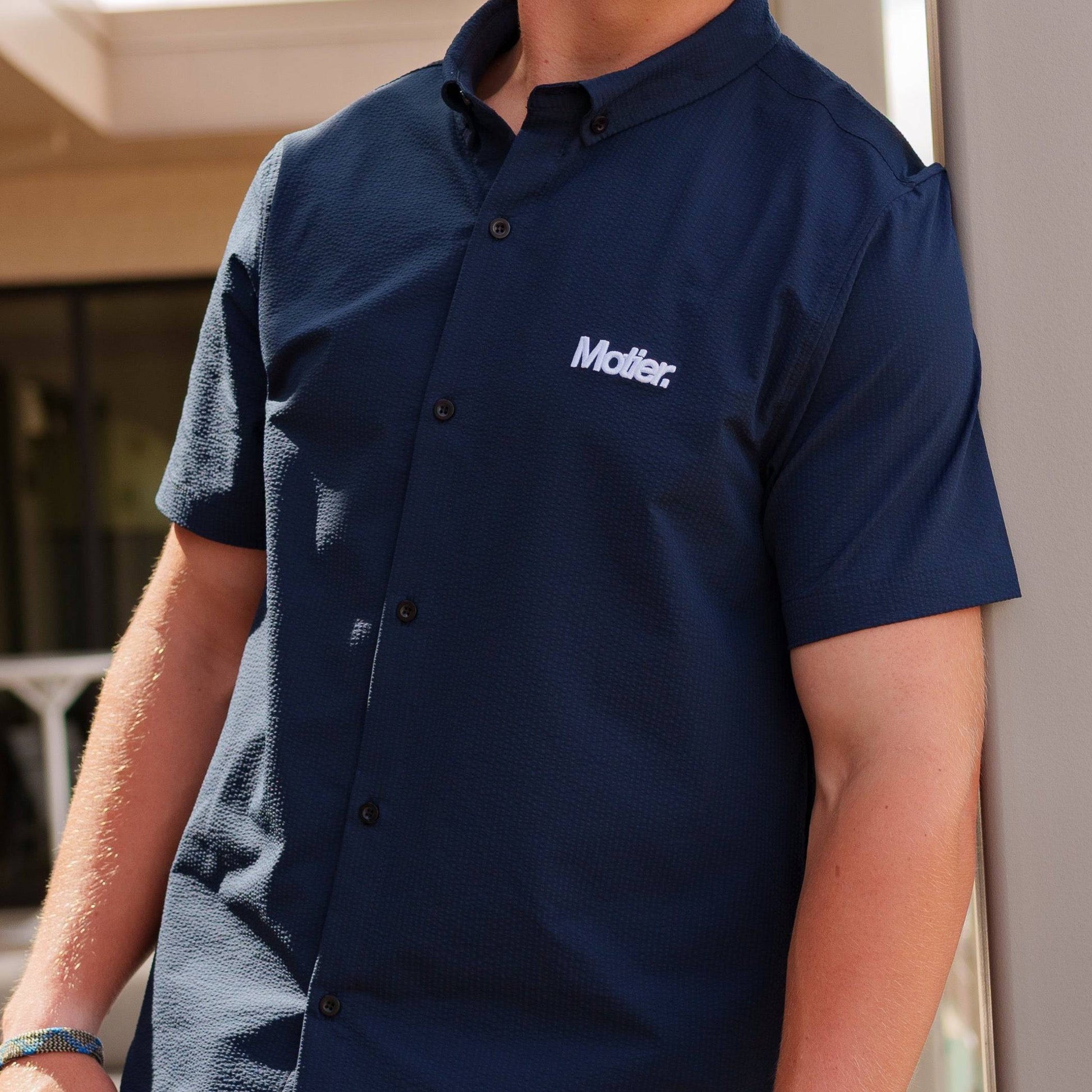 The Winston Seersucker Button Down (Navy) - Motier Lafayette 