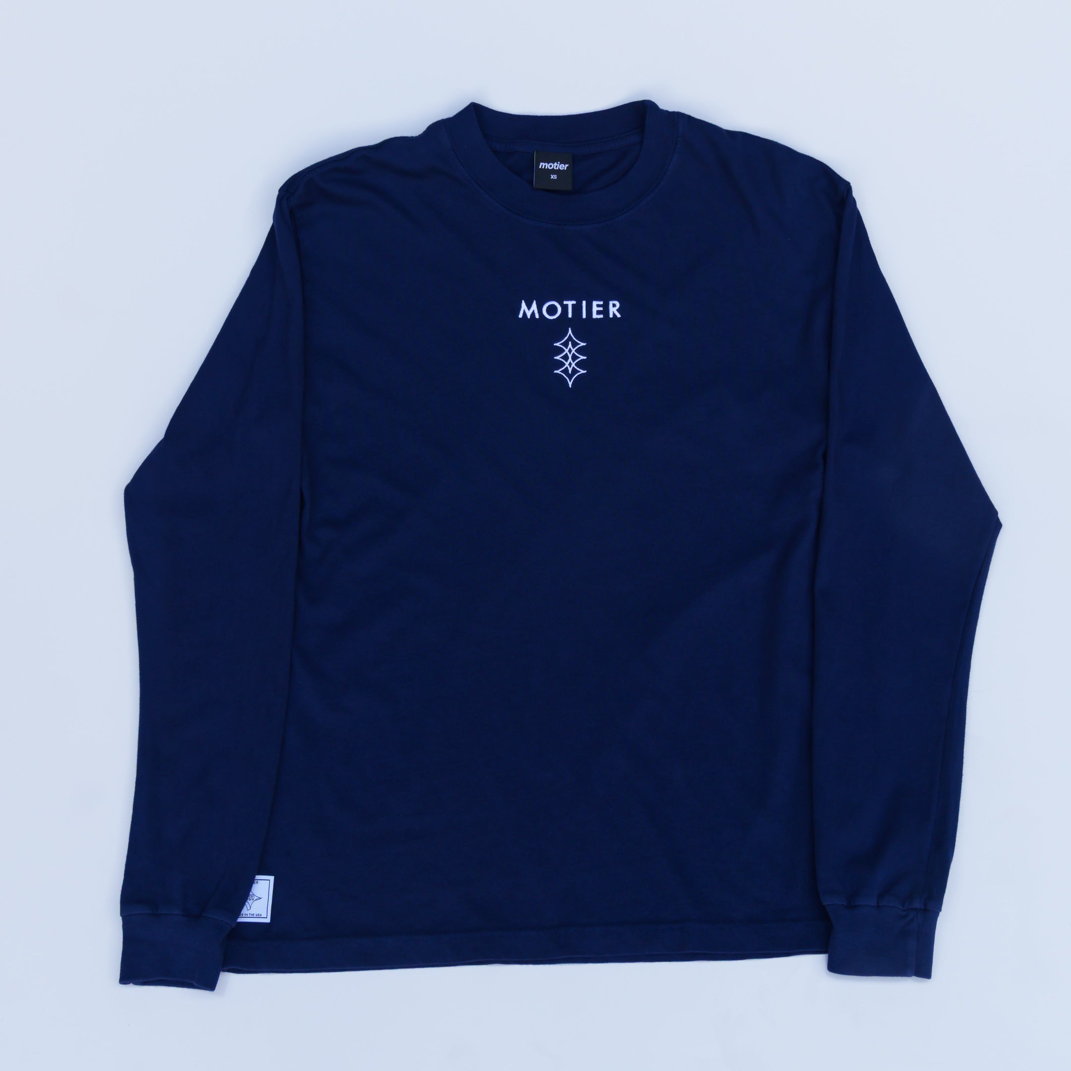 The 3-Star Embroidered L/S Luxe Tee (Navy)