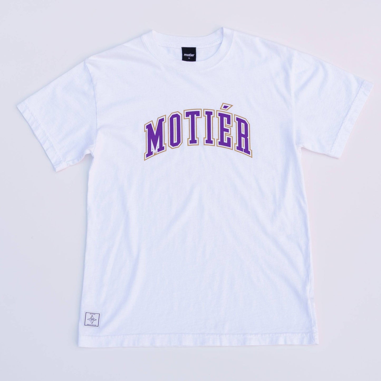 University Luxe Tee (White/Purple/Gold) - Motier Lafayette 