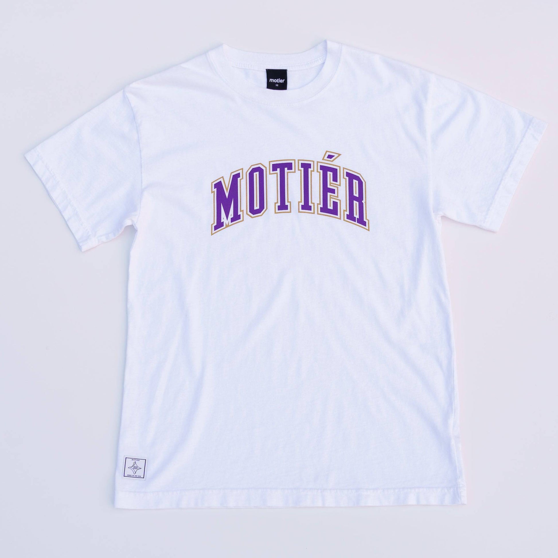 University Luxe Tee (White/Purple/Gold) - Motier Lafayette 