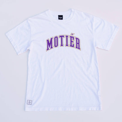 University Luxe Tee (White/Purple/Gold) - Motier Lafayette 
