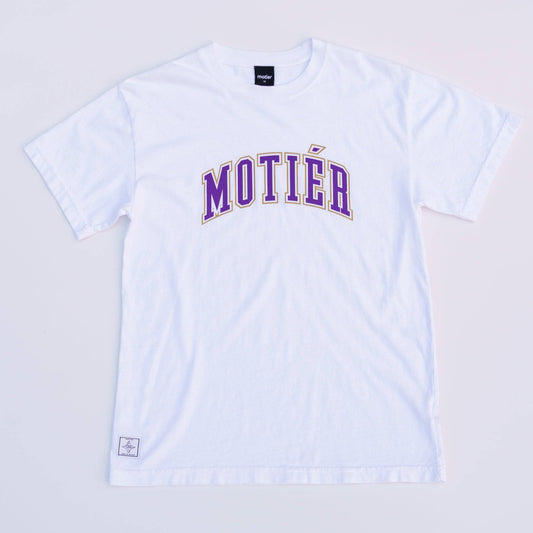 University Luxe Tee (White/Purple/Gold) - Motier Lafayette 