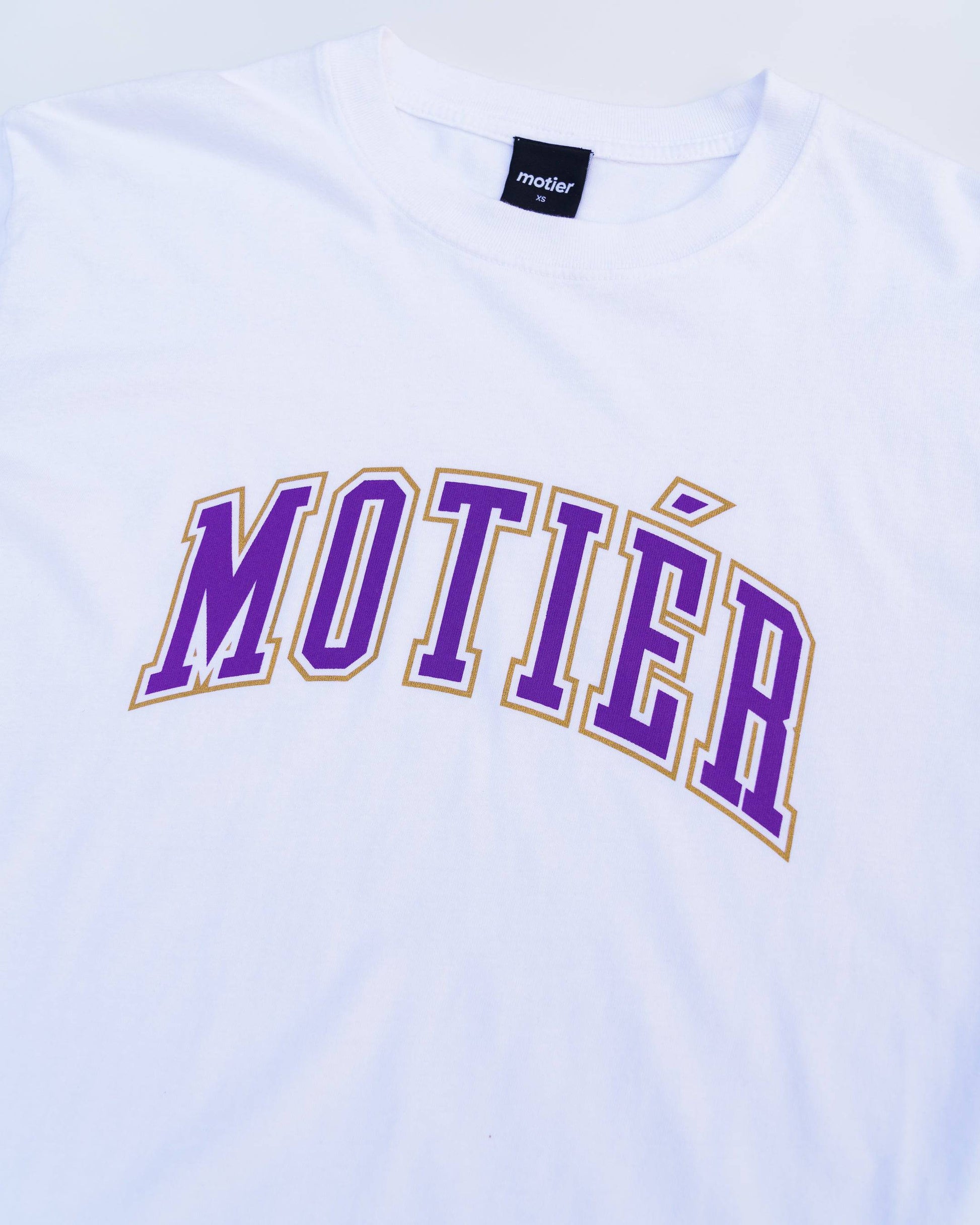 University Luxe Tee (White/Purple/Gold) - Motier Lafayette 