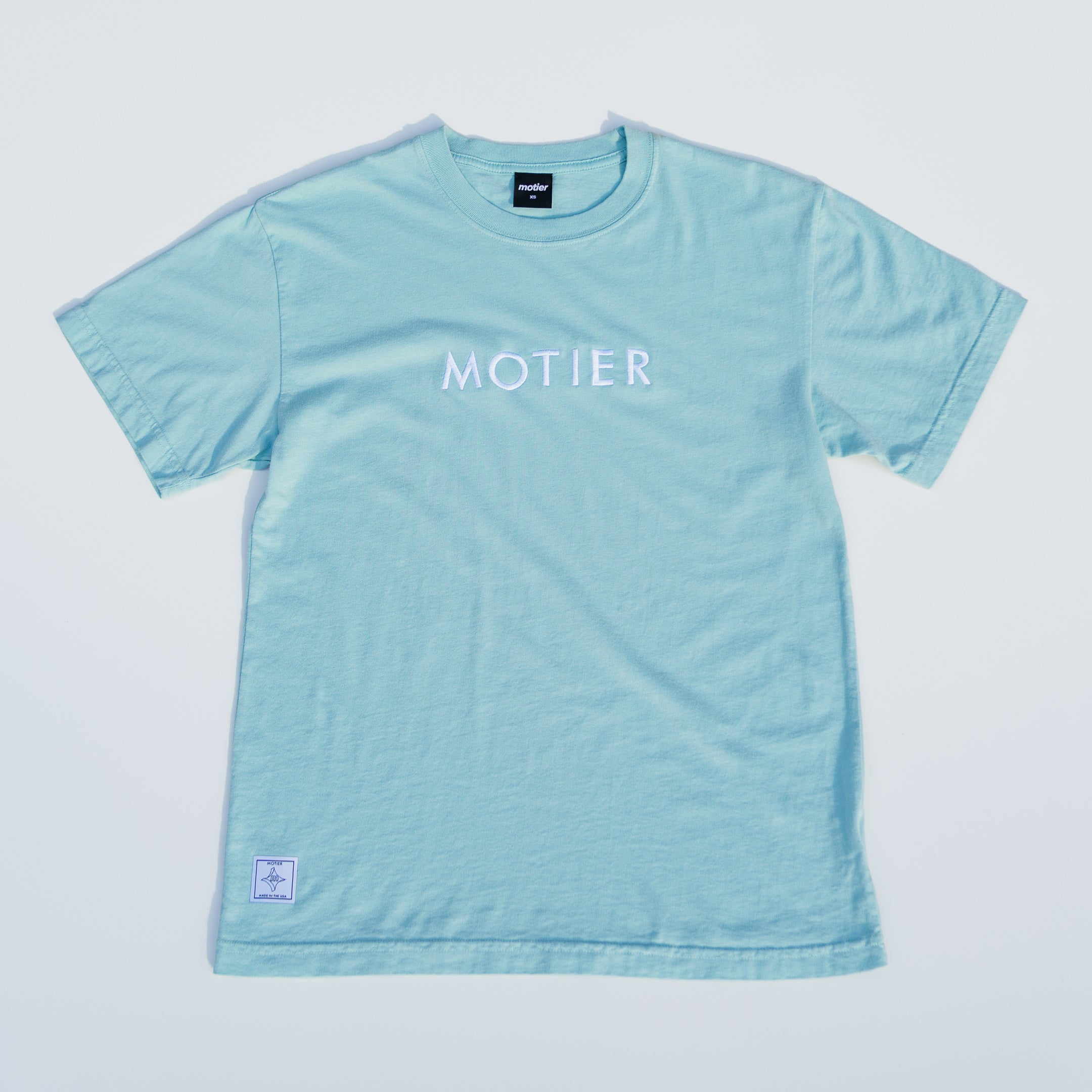 The Spaced Logo Embroidery Luxe Tee (Sterling Blue)