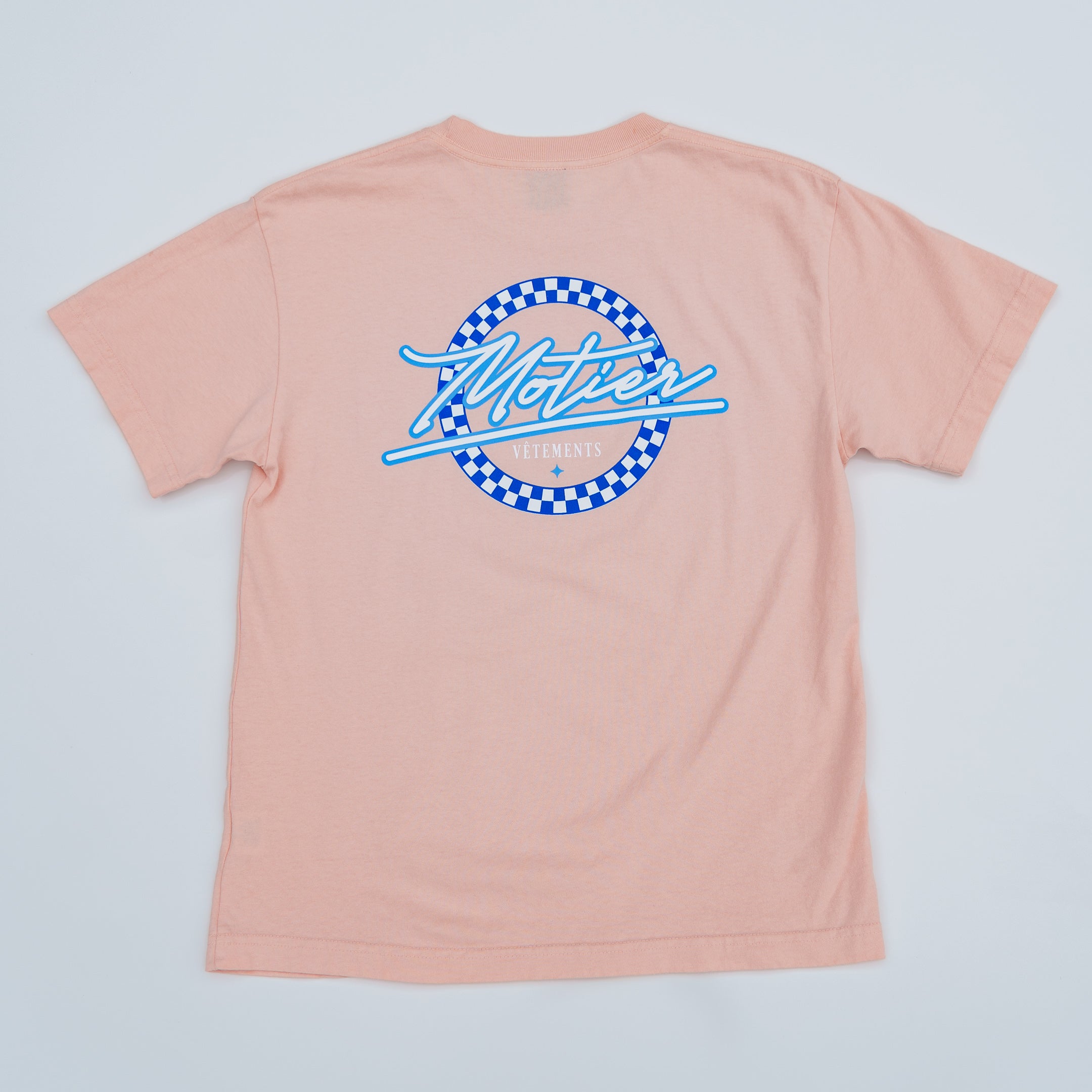 The Motier Vice Checkered Luxe Tee (Peach Whip)