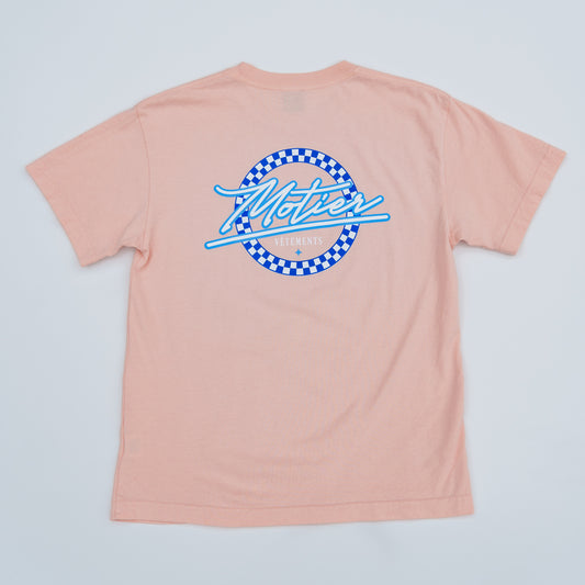The Motier Vice Checkered Luxe Tee (Peach Whip)