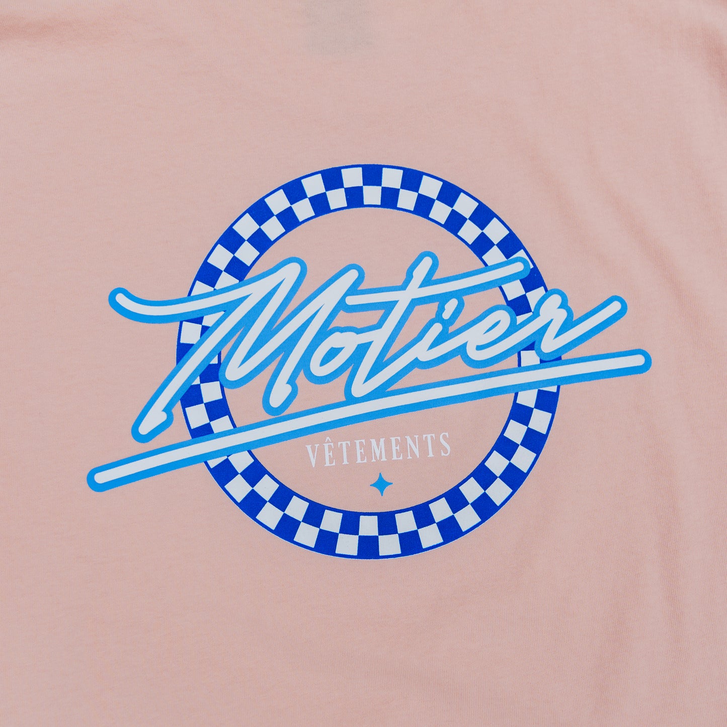 The Motier Vice Checkered Luxe Tee (Peach Whip)