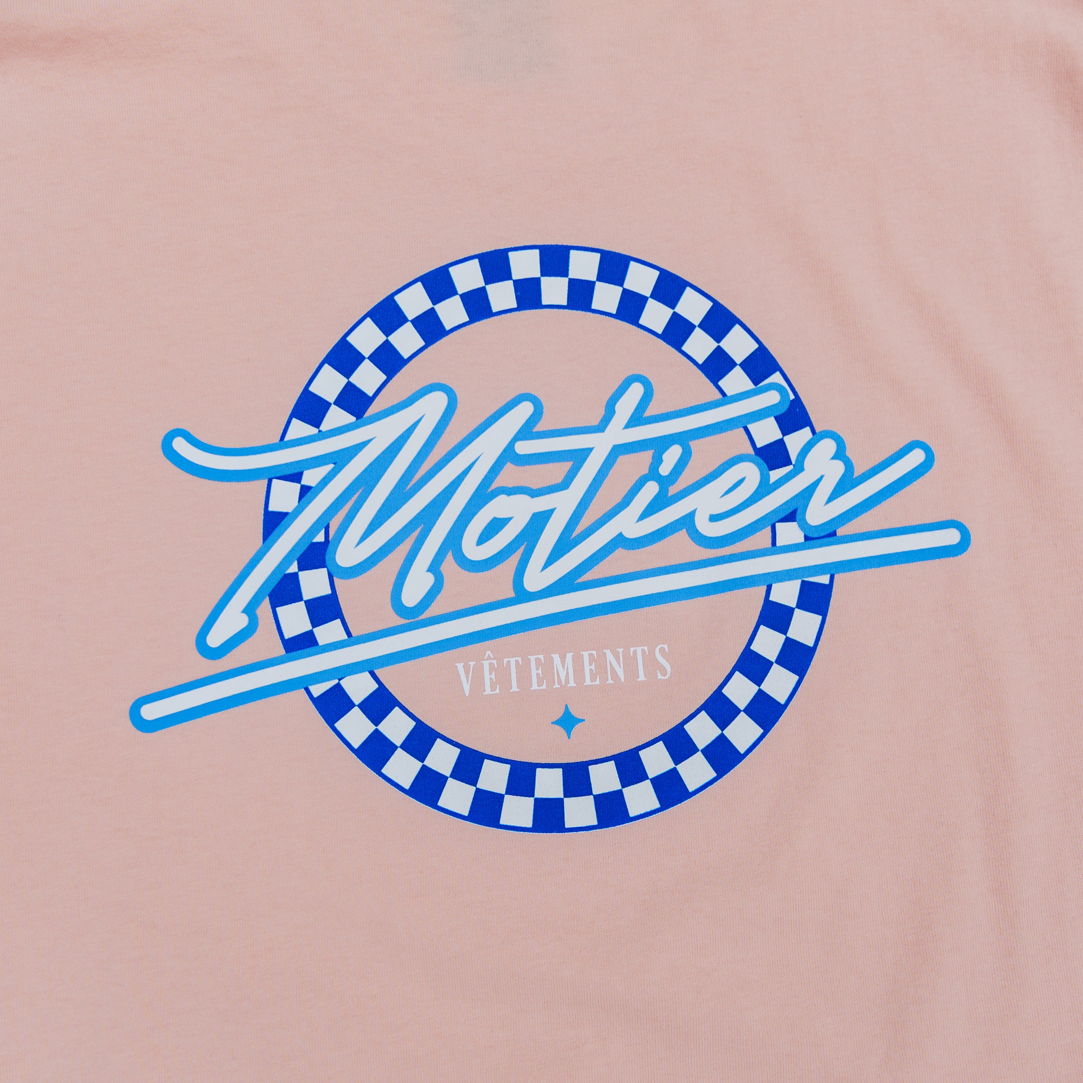 The Motier Vice Checkered Luxe Tee (Peach Whip)