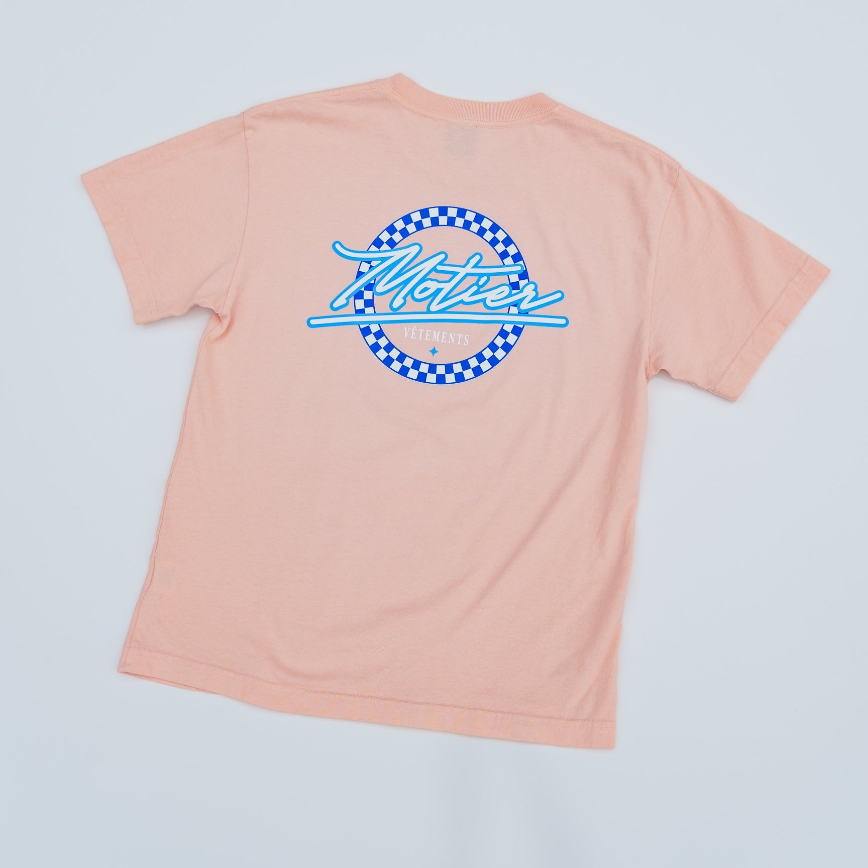 The Motier Vice Checkered Luxe Tee (Peach Whip)