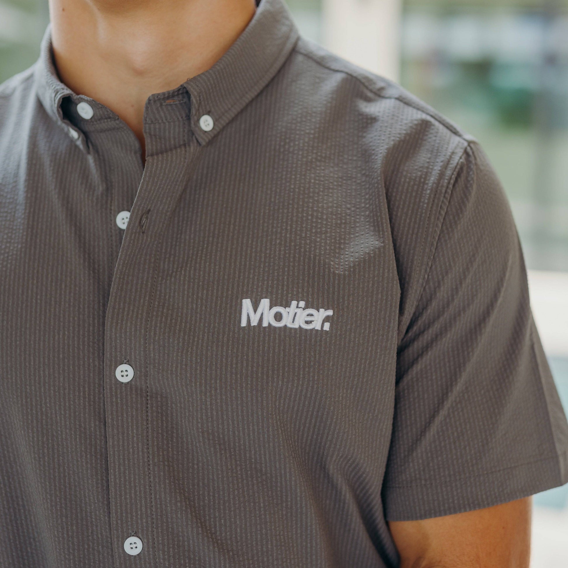 The Winston Seersucker Button Down (Graphite) - Motier Lafayette 