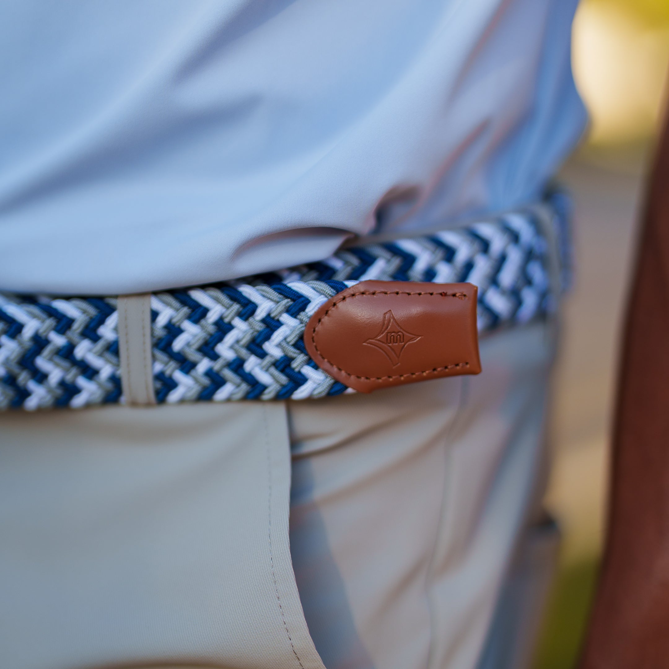 Motier Woven Golf Belt (Navy/Grey/White)