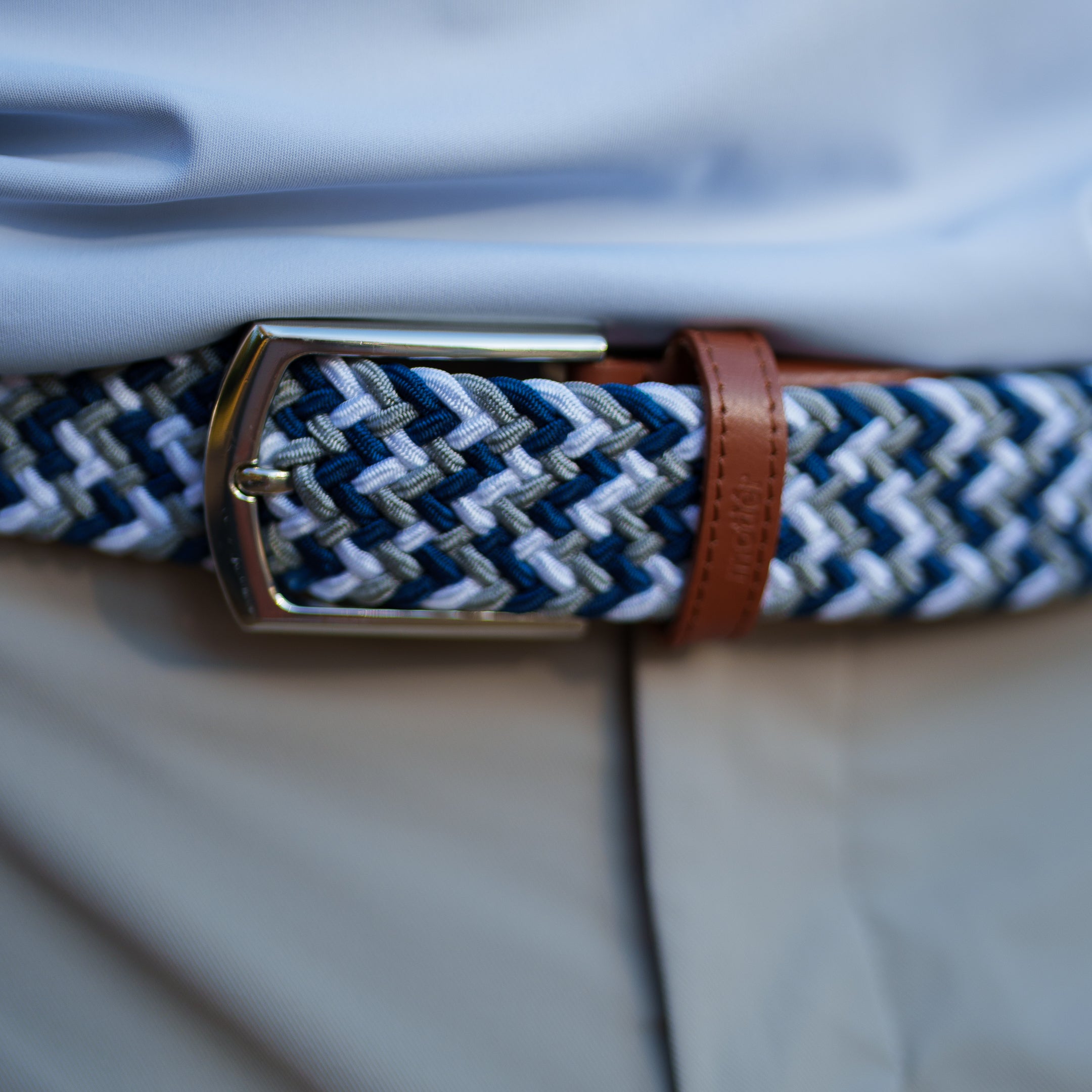 Motier Woven Golf Belt (Navy/Grey/White)