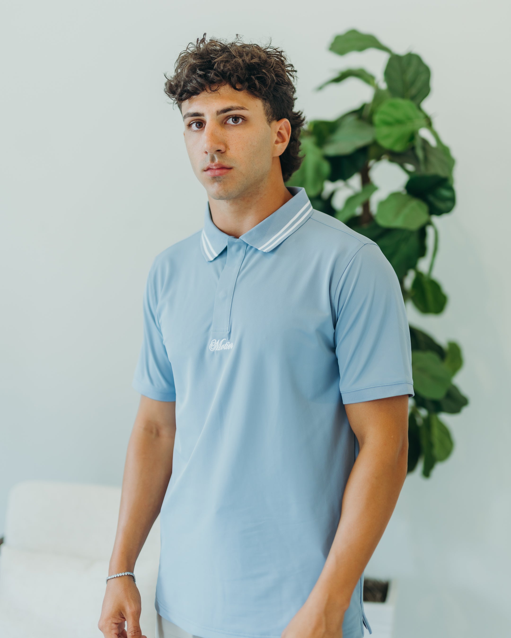 The Motier Pique Polo (Cobalt Ash)