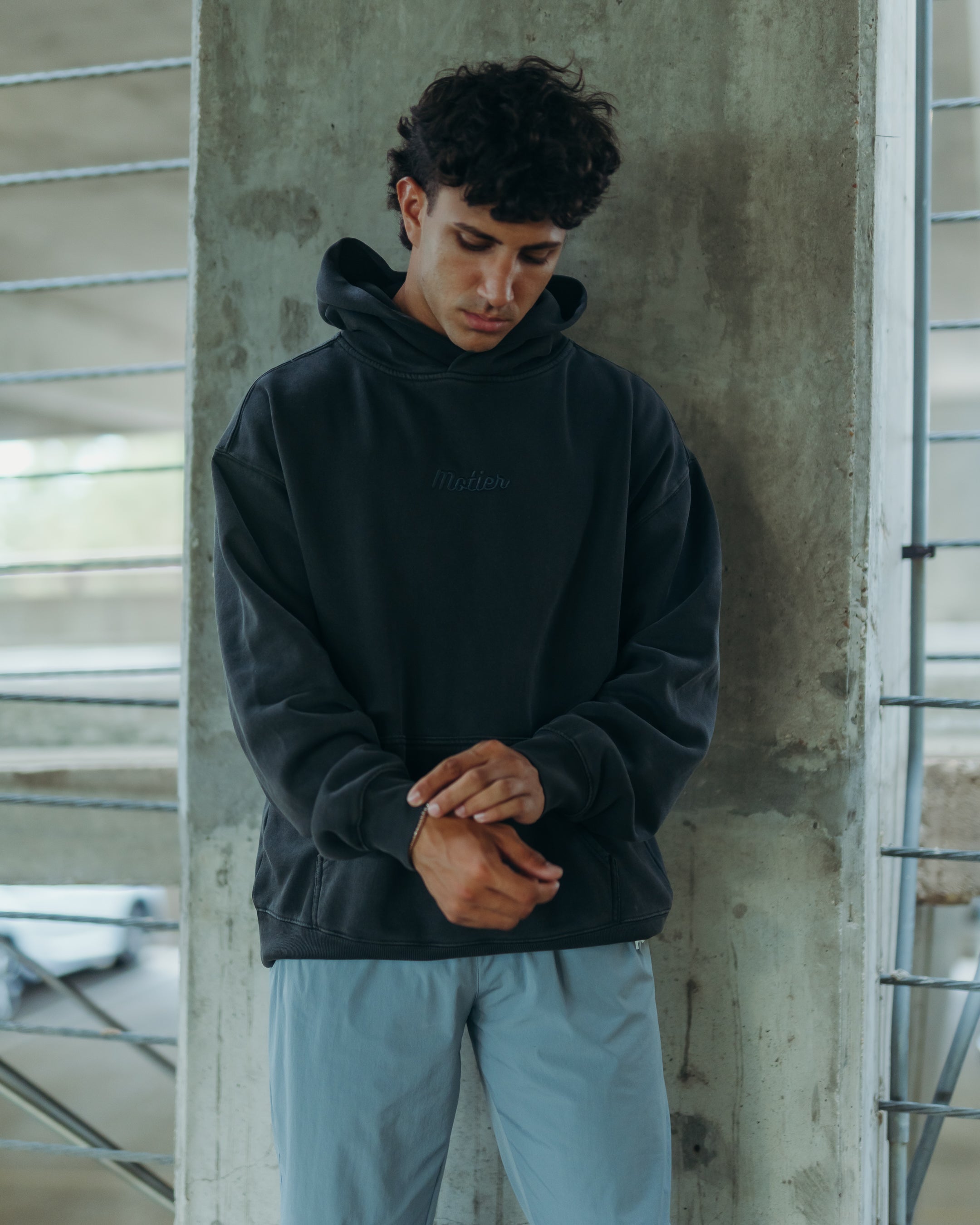 Pin Script Embroidered Luxe Hoodie (Eclipse)