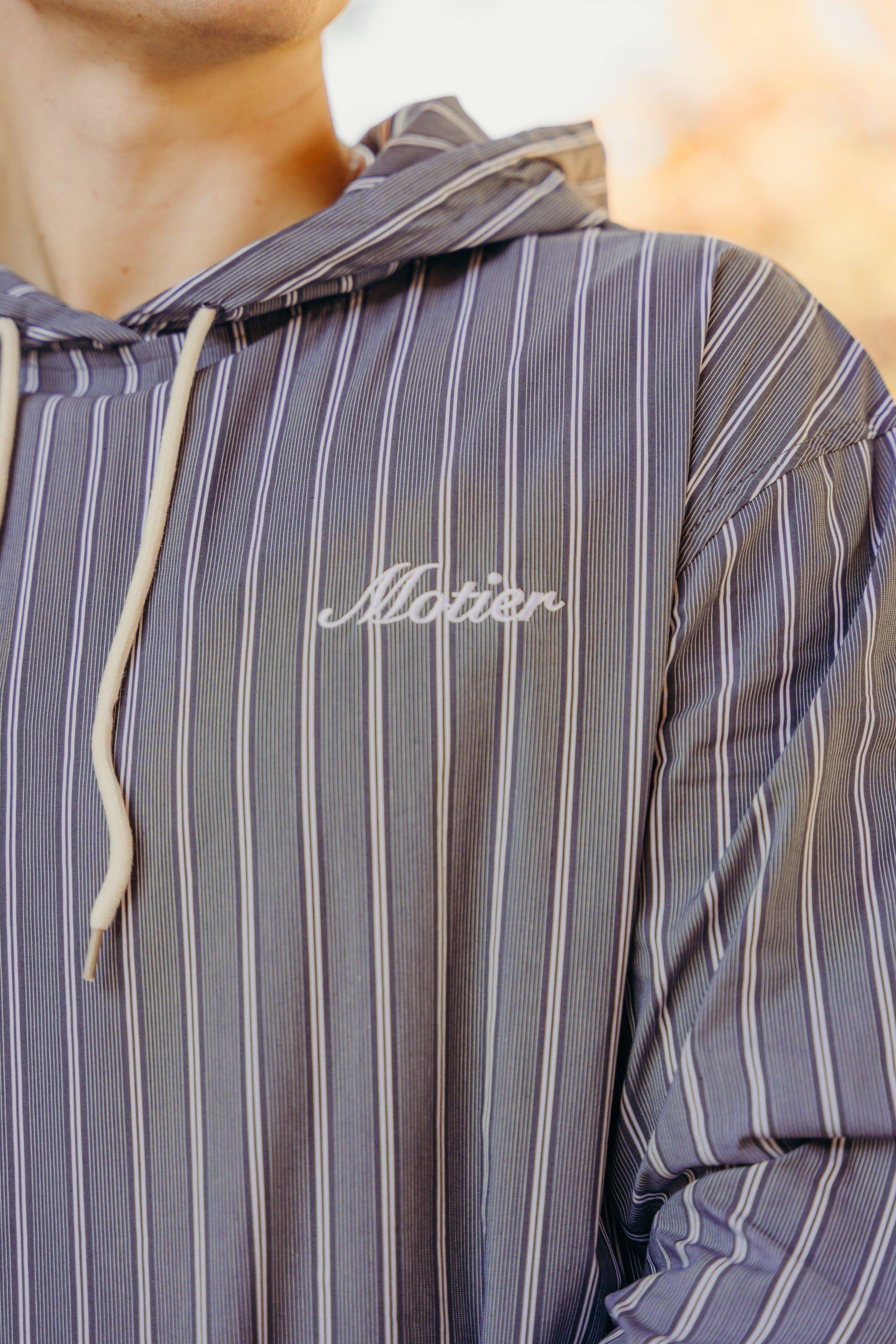 The Lightweight Pinstripe Hoodie (Navy) - Motier Lafayette 