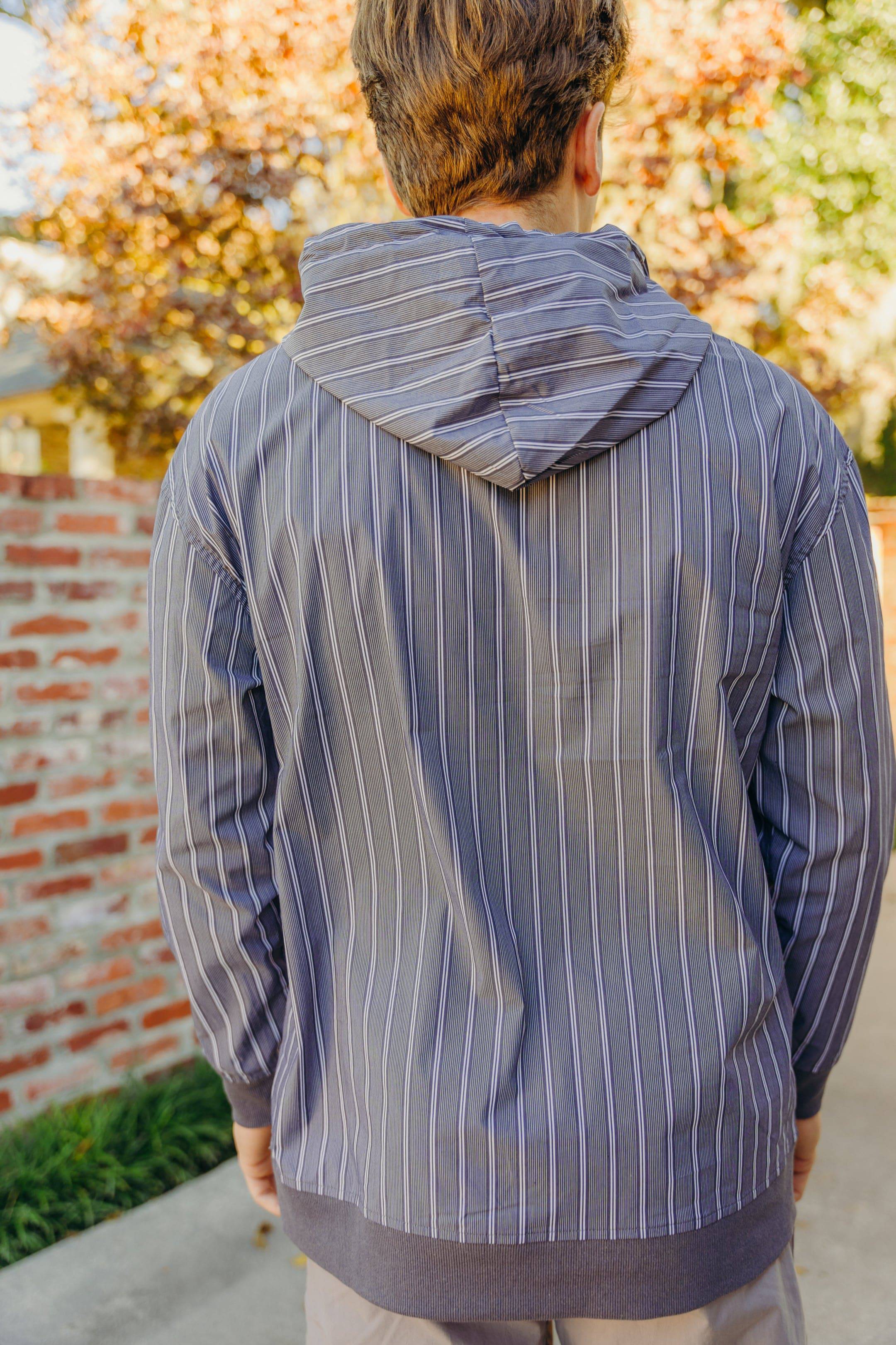 The Lightweight Pinstripe Hoodie (Navy) - Motier Lafayette 