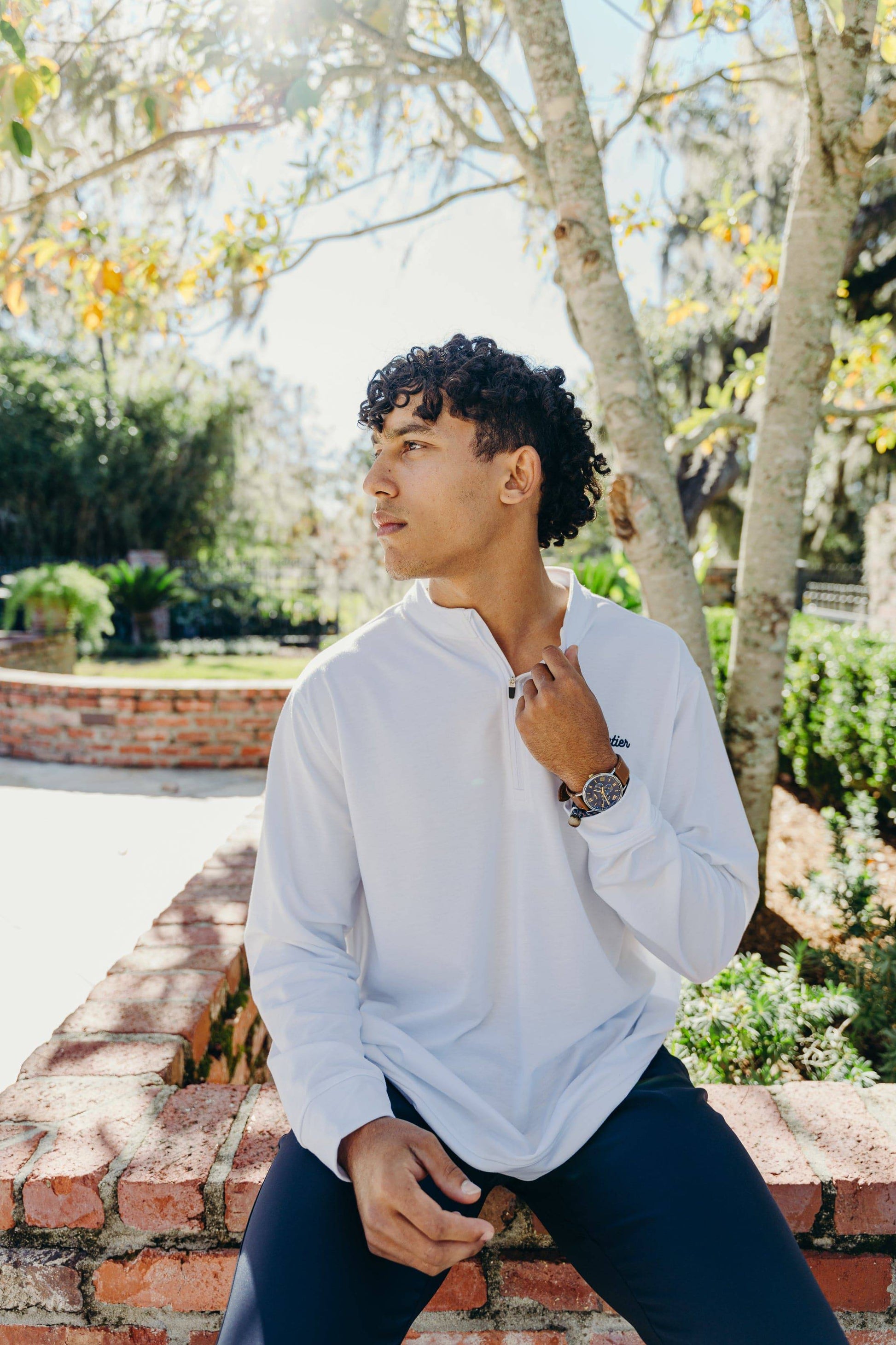 The Lionel Quarter Zip (White) - Motier Lafayette 