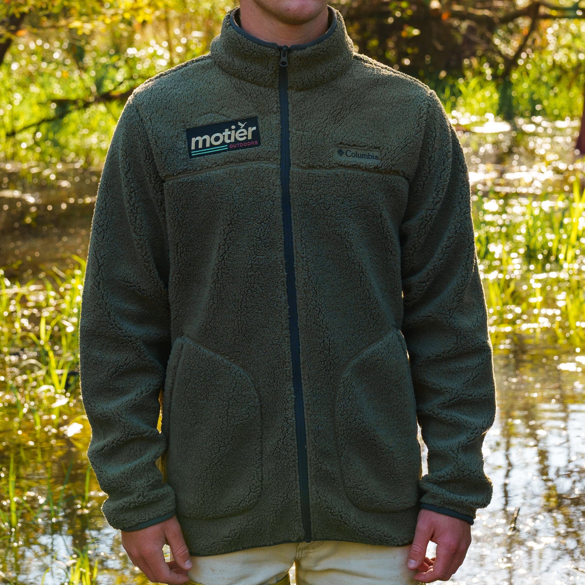 The Motier Outdoors Sherpa Full-Zip Fleece Jacket (Moss Green)