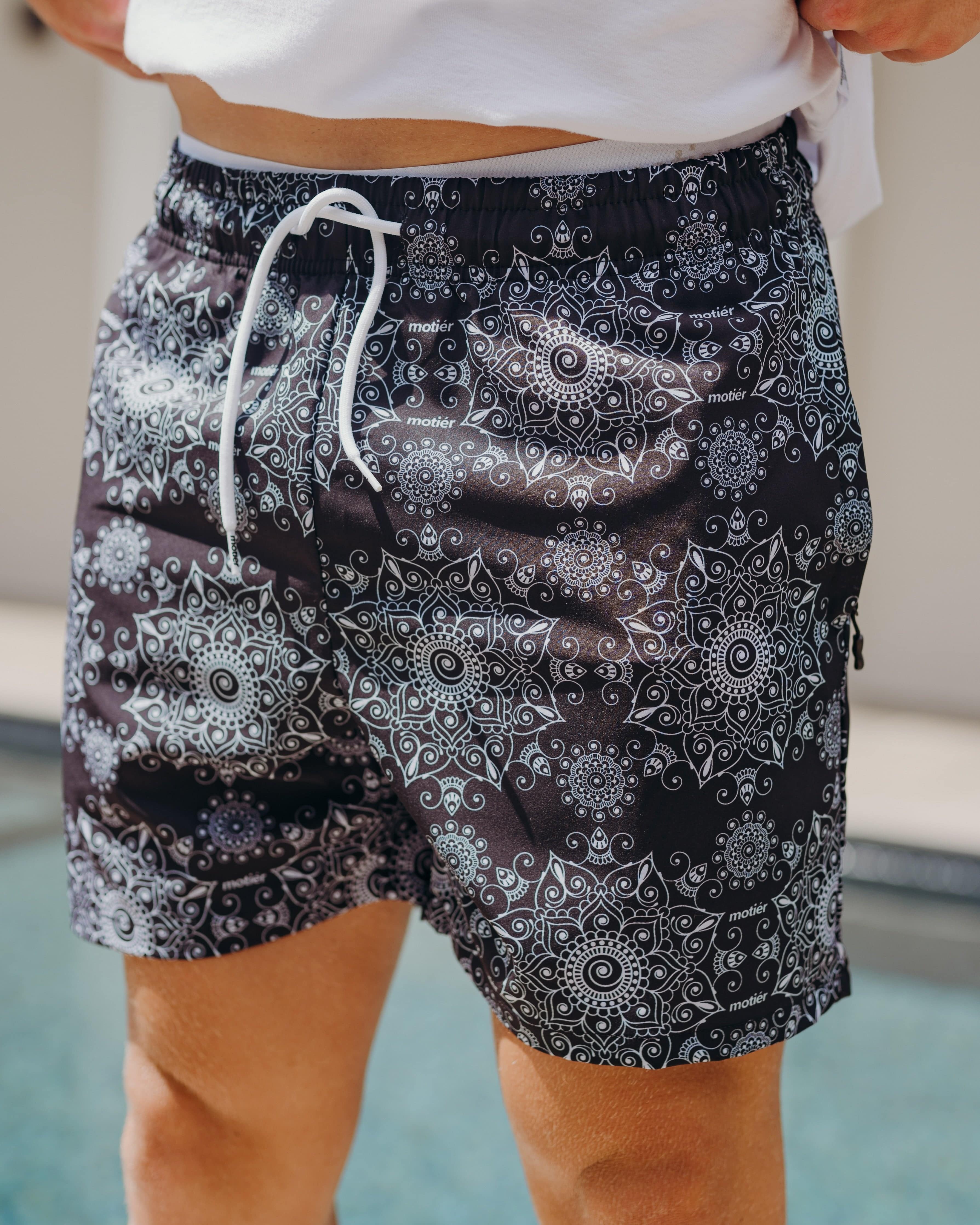 Motier Paisley Boardshorts II (Black) - Motier Lafayette 