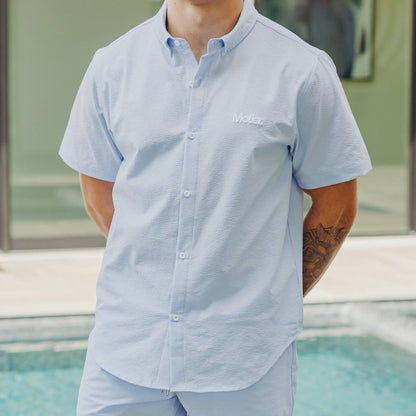 The Winston Seersucker Button Down (Baby Blue) - Motier Lafayette 