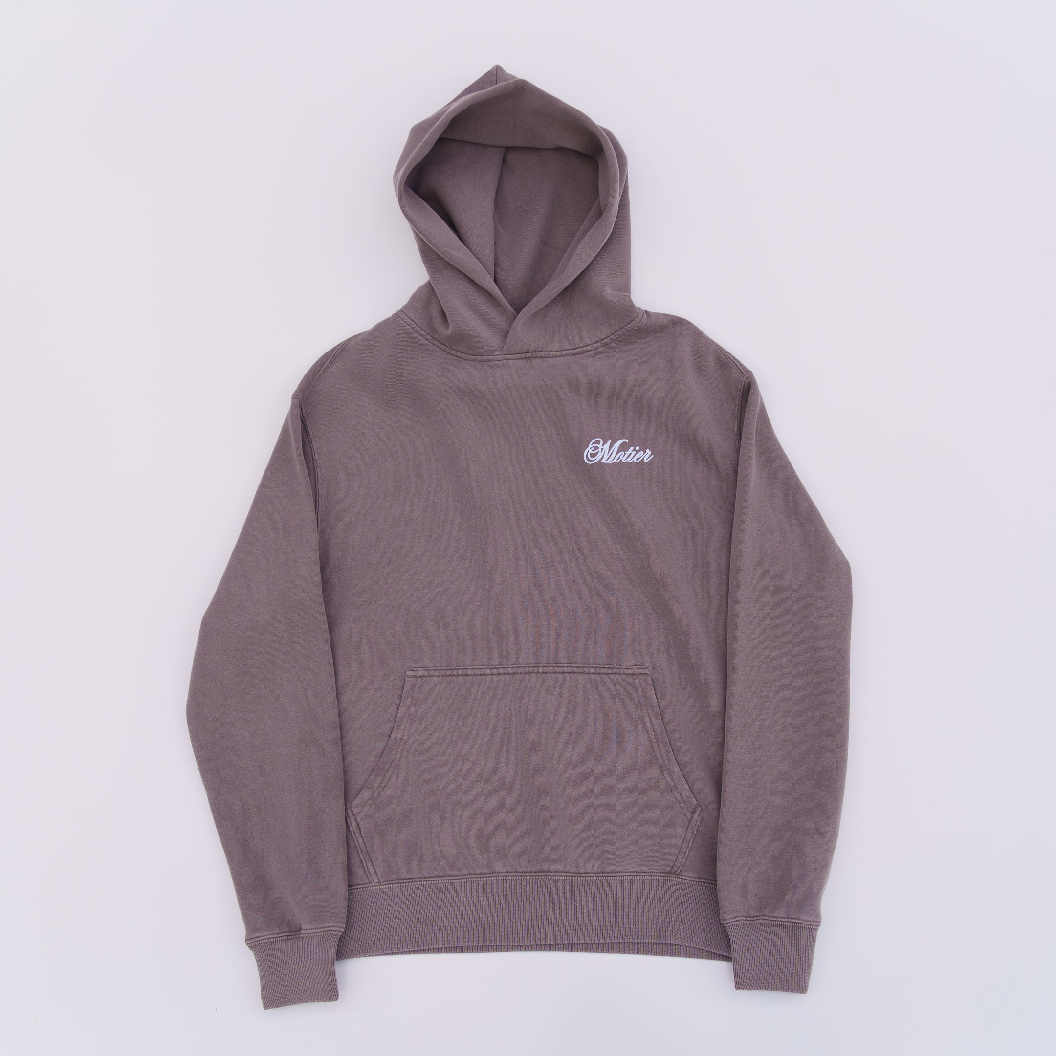 Grand Script Embroidered Luxe Hoodie (Faded Grey)