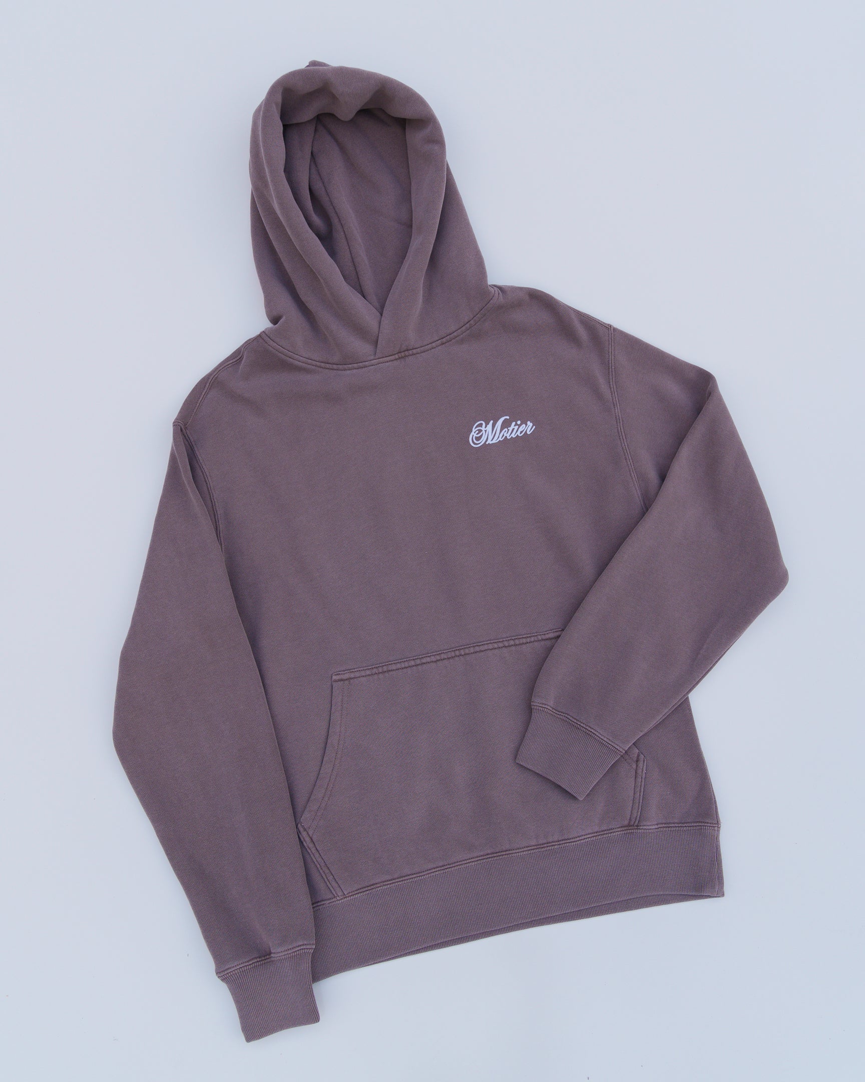 Grand Script Embroidered Luxe Hoodie (Faded Grey)