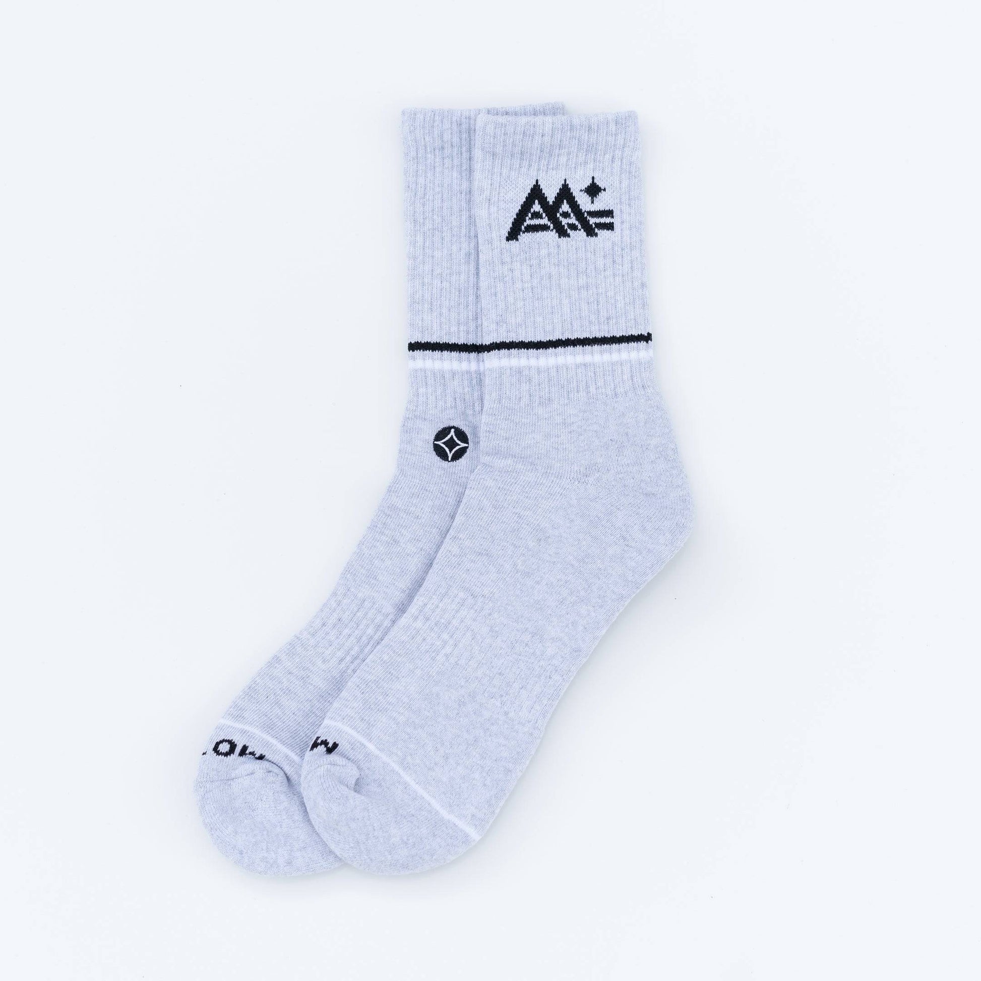 M-Stripe-Star Crew Socks (Grey) - Motier Lafayette 
