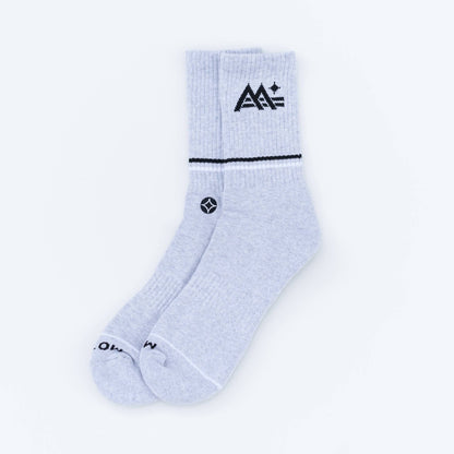 M-Stripe-Star Crew Socks (Grey) - Motier Lafayette 