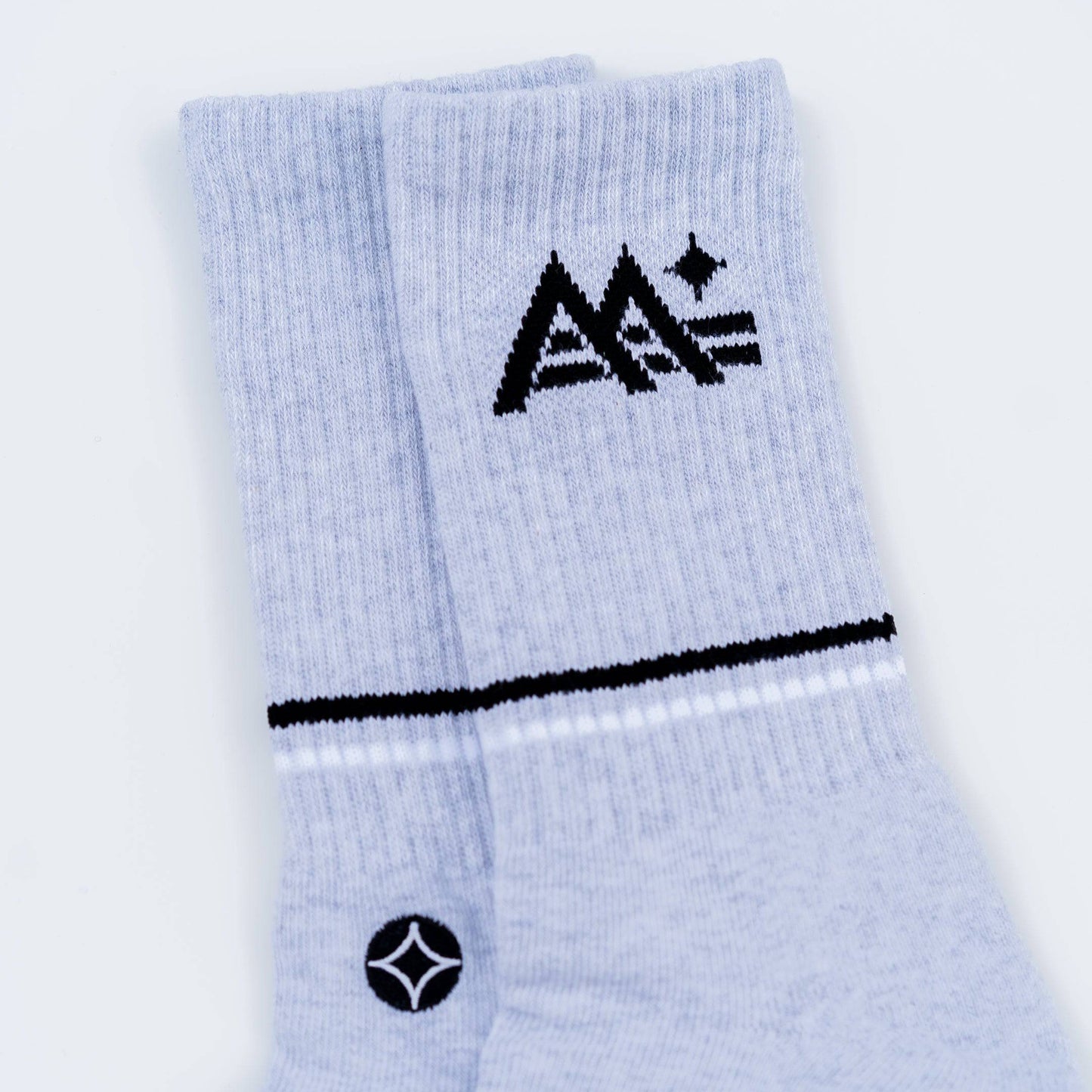 M-Stripe-Star Crew Socks (Grey) - Motier Lafayette 