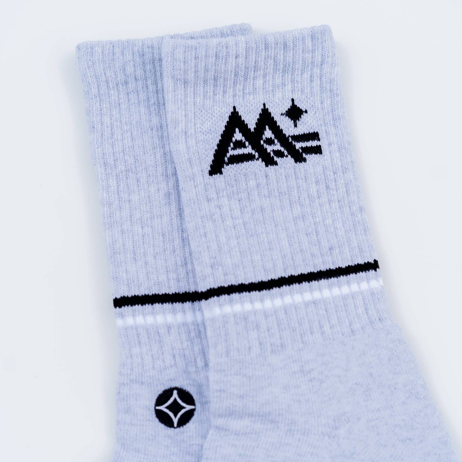 M-Stripe-Star Crew Socks (Grey) - Motier Lafayette 