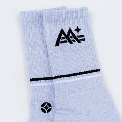 M-Stripe-Star Crew Socks (Grey) - Motier Lafayette 