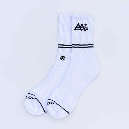 M-Stripe-Star Crew Socks (White) - Motier Lafayette 