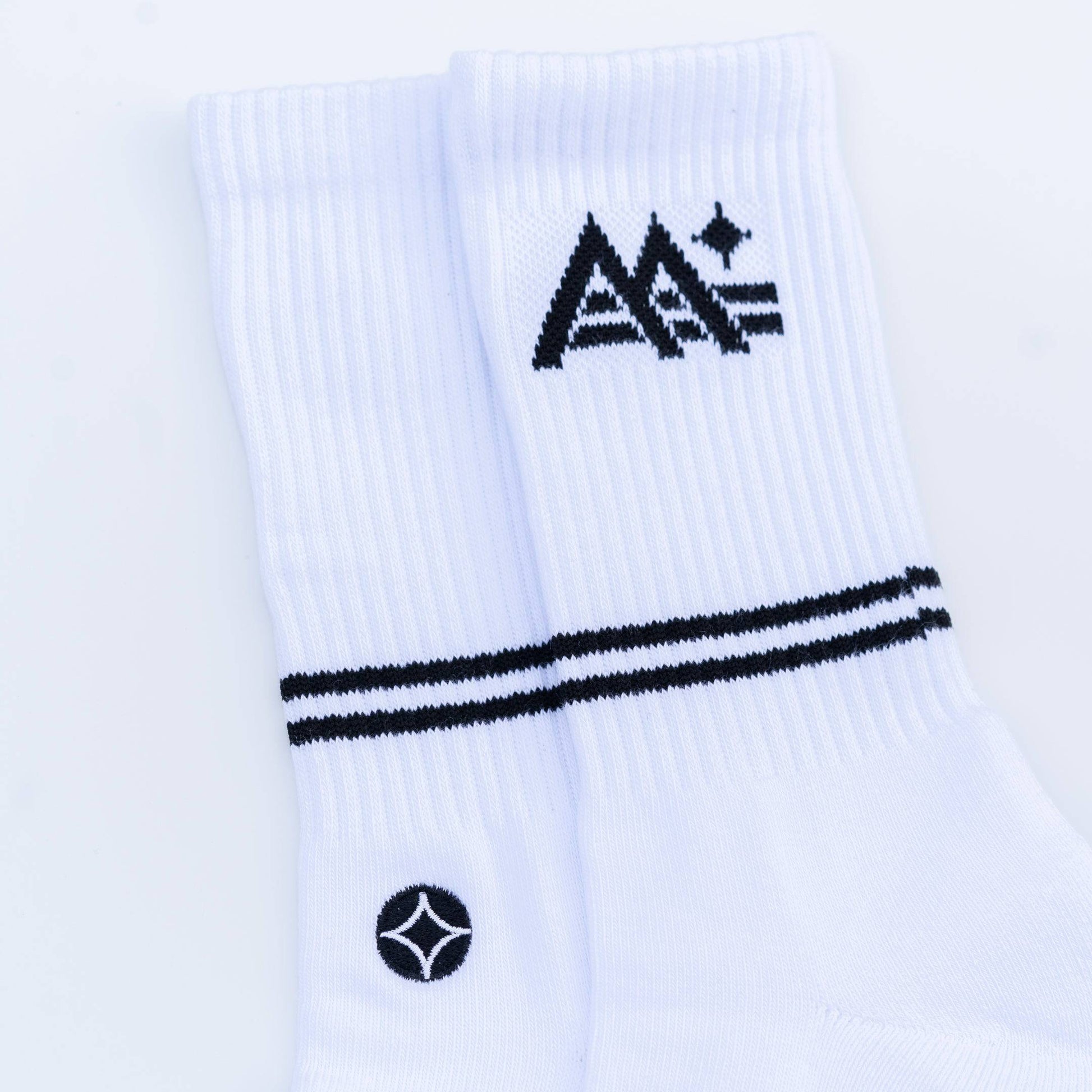 M-Stripe-Star Crew Socks (White) - Motier Lafayette 