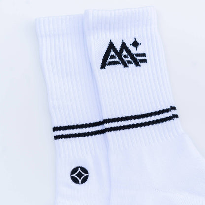 M-Stripe-Star Crew Socks (White) - Motier Lafayette 