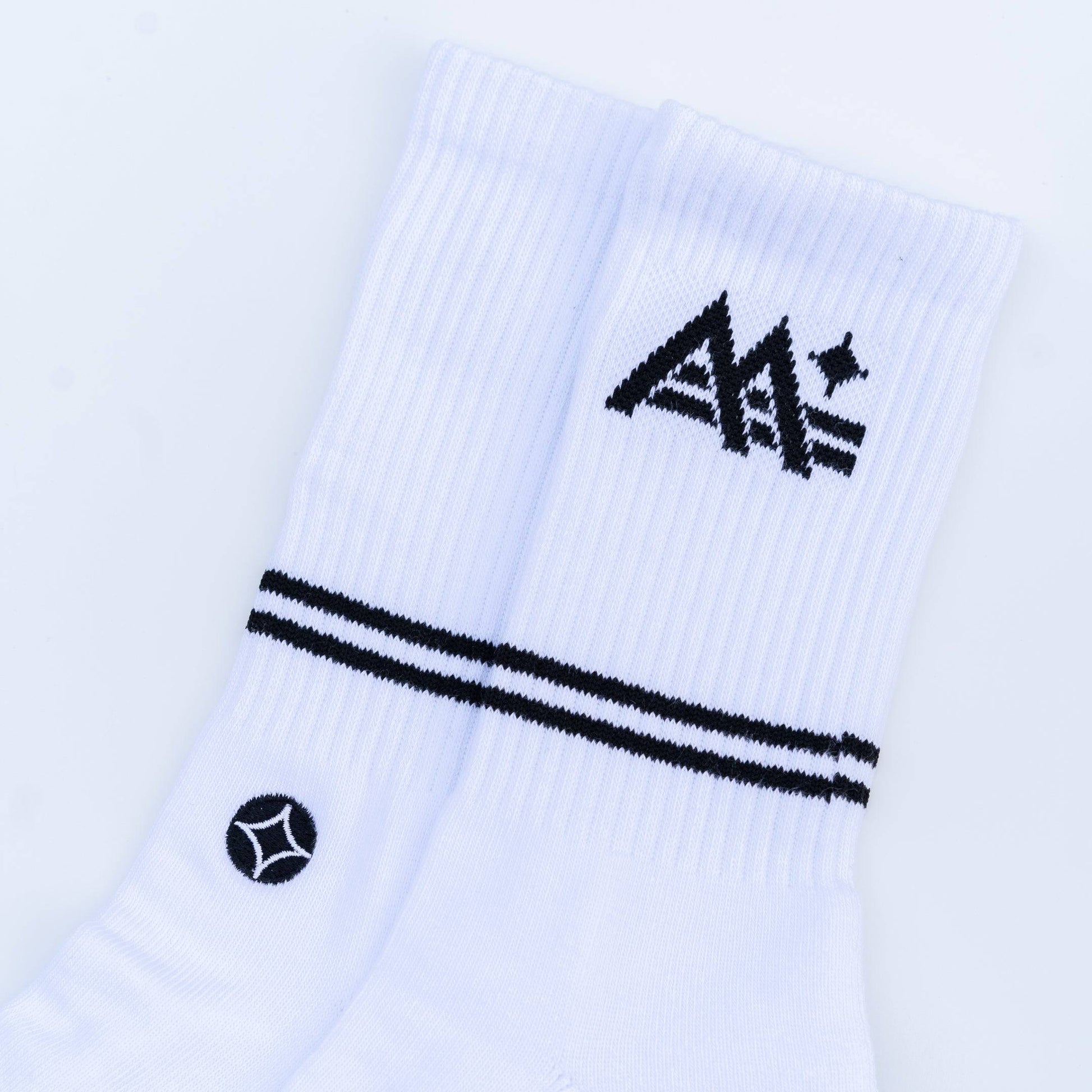 M-Stripe-Star Crew Socks (White) - Motier Lafayette 