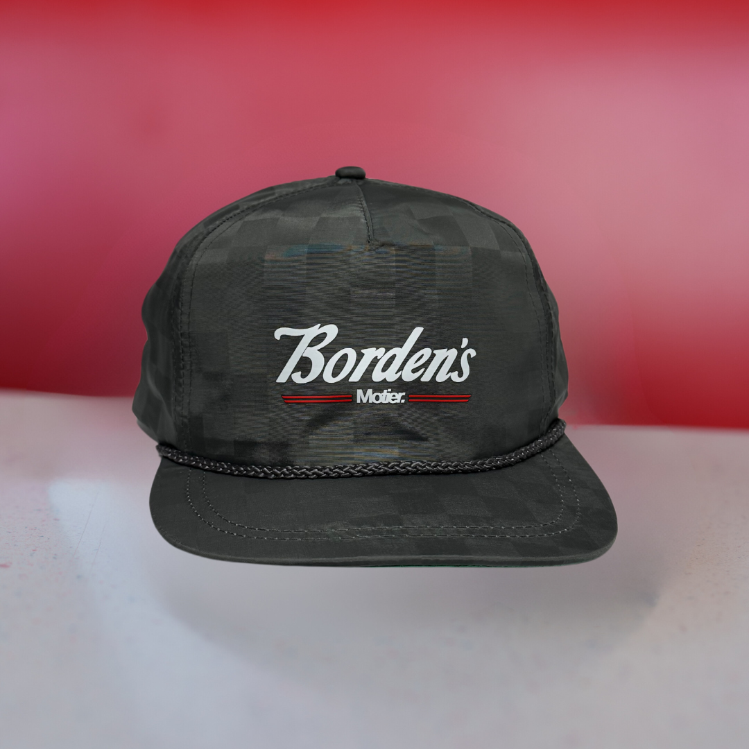 The Borden's Checkered Roped Leather Strapback (Gunmetal) - Motier Lafayette 