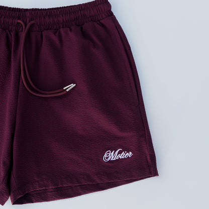 The Winston Seersucker Shorts (Maroon)