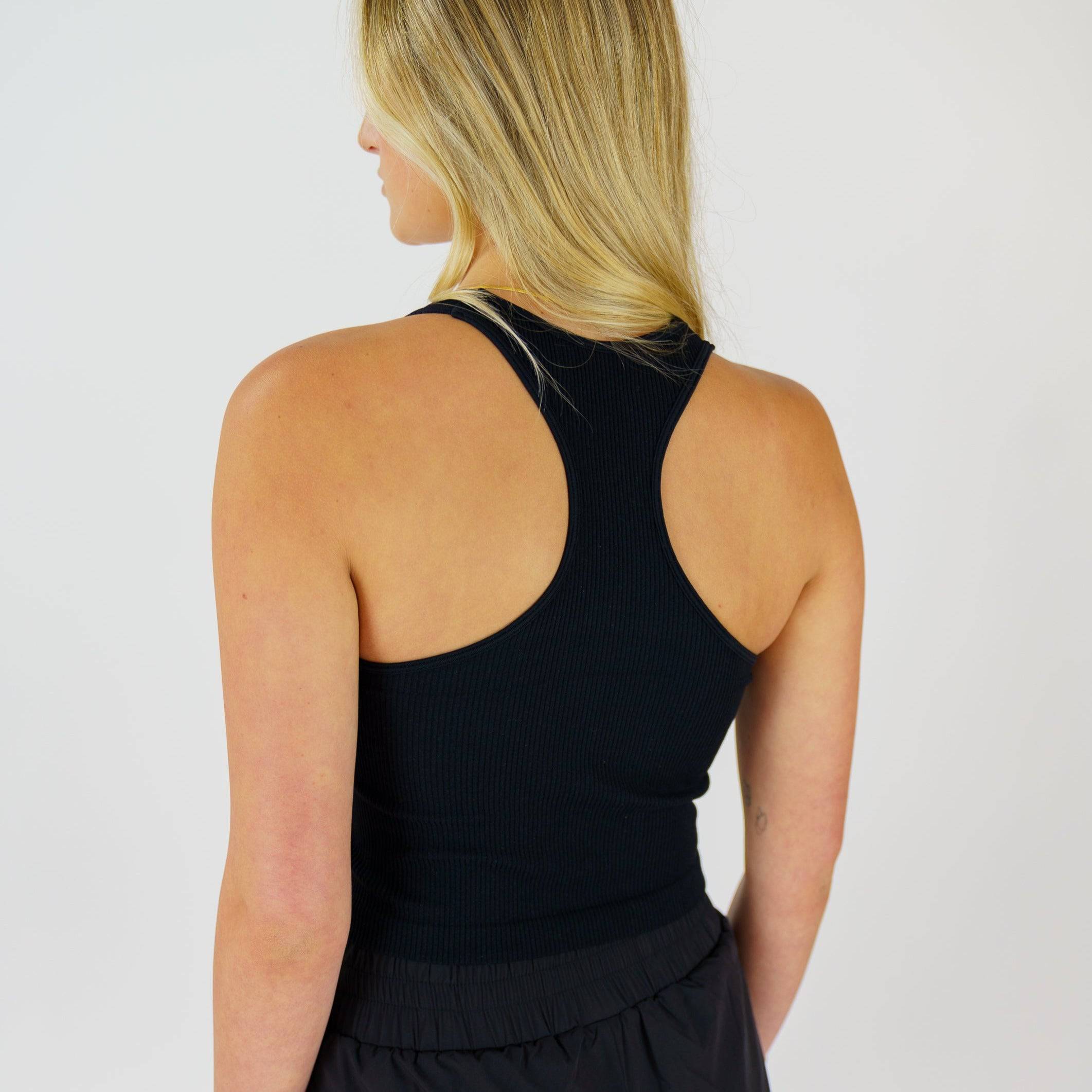 Ribbed Seamless Racer Tank (Black) - Motier Lafayette 