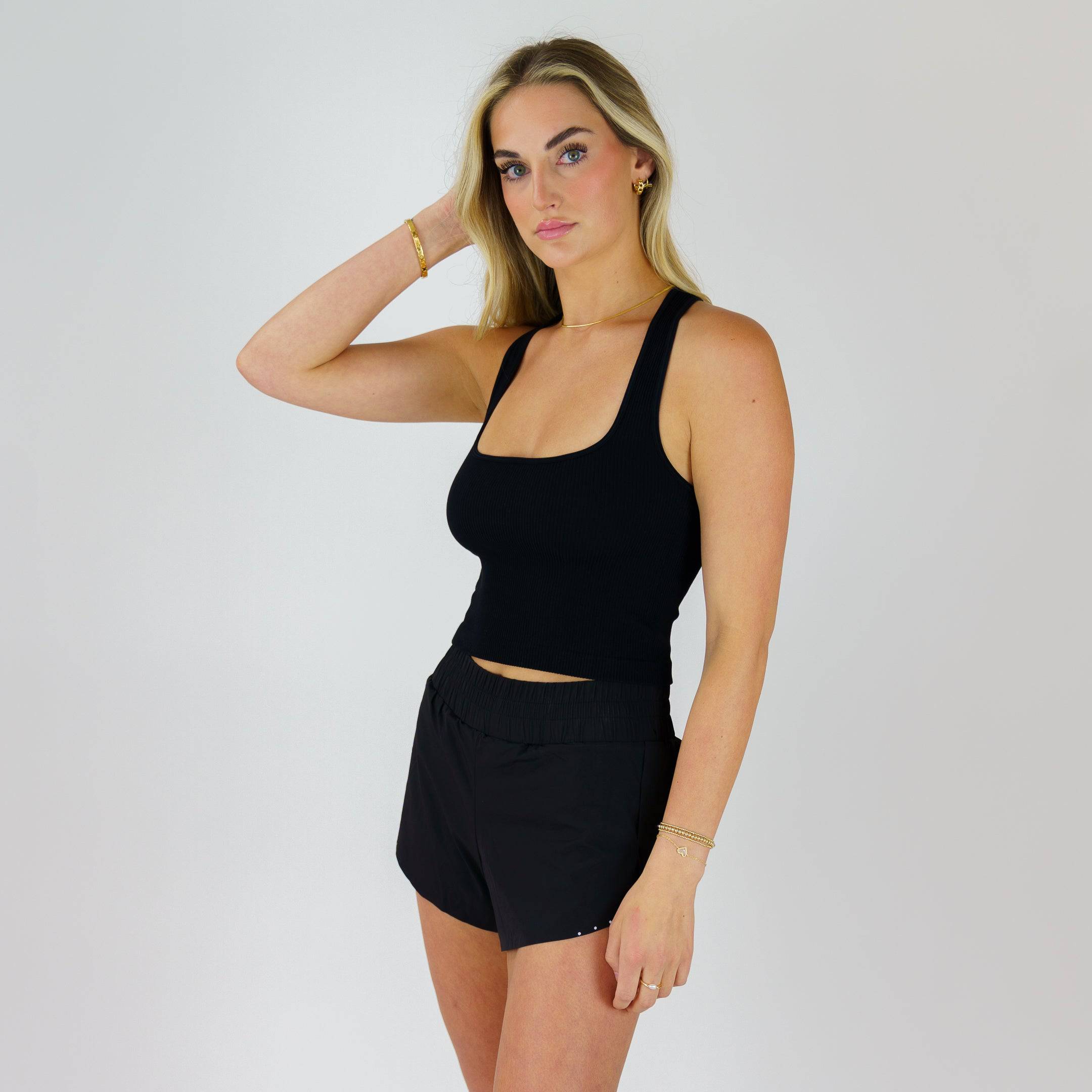 Ribbed Seamless Racer Tank (Black) - Motier Lafayette 