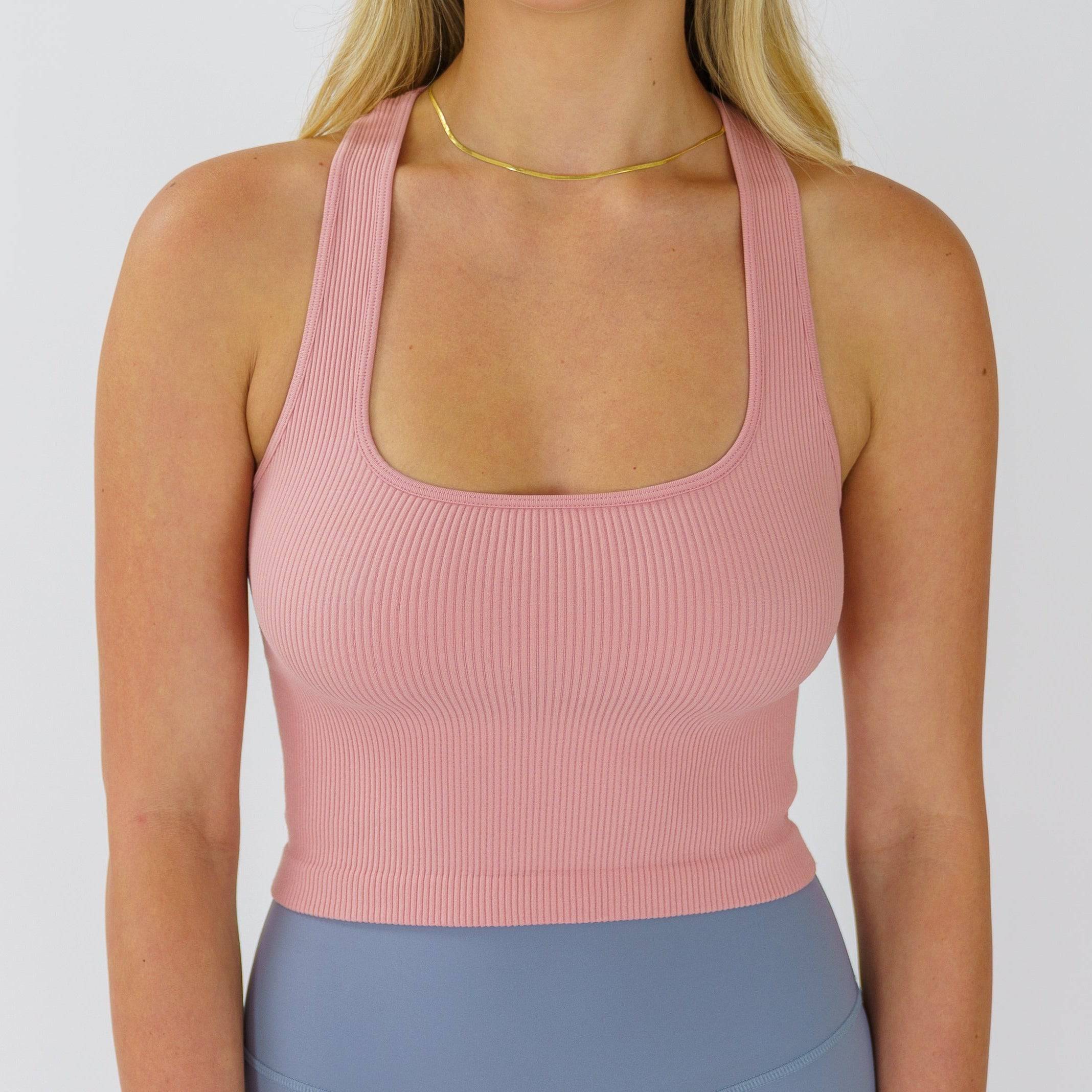Ribbed Seamless Racer Tank (Peach) - Motier Lafayette 