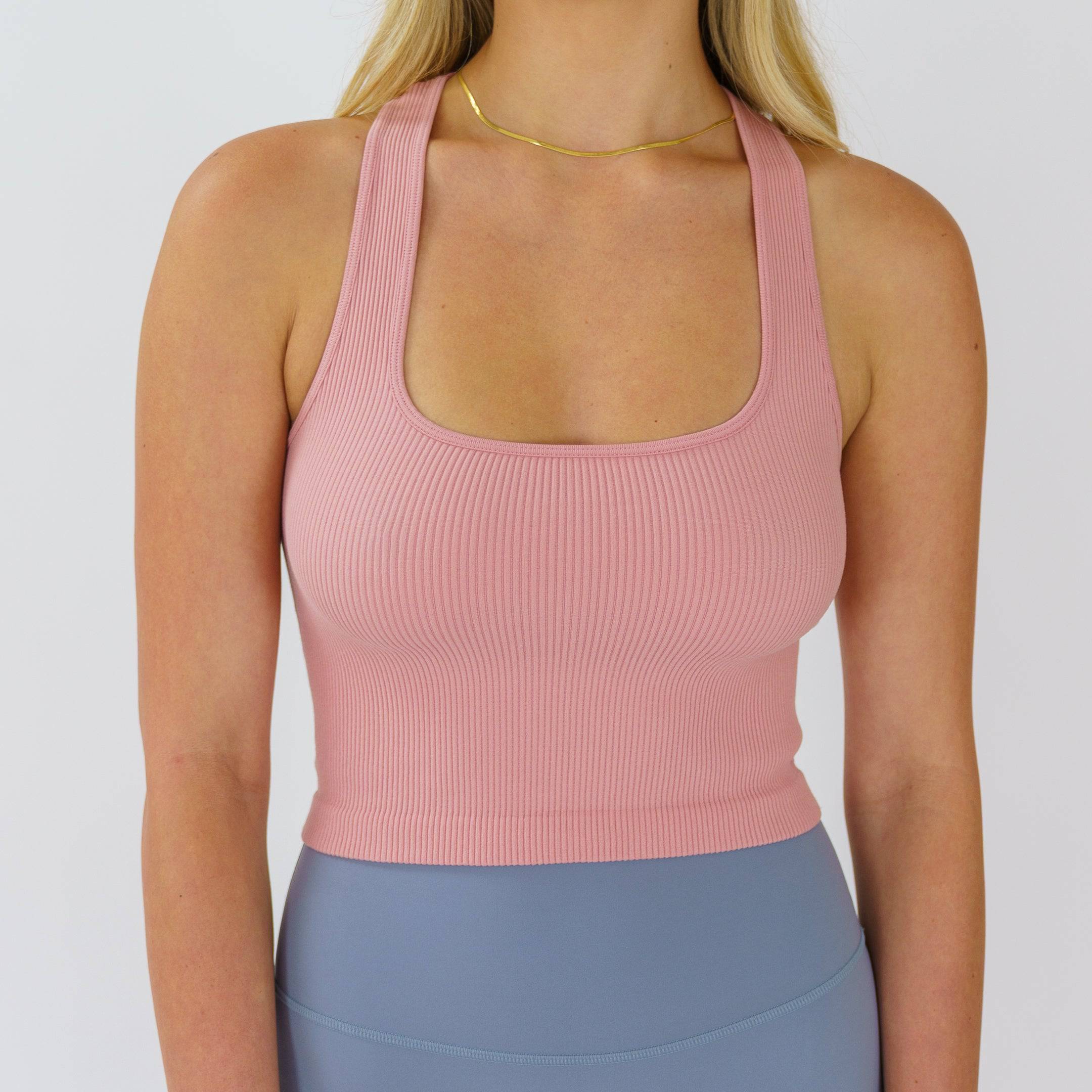Ribbed Seamless Racer Tank (Peach) - Motier Lafayette 